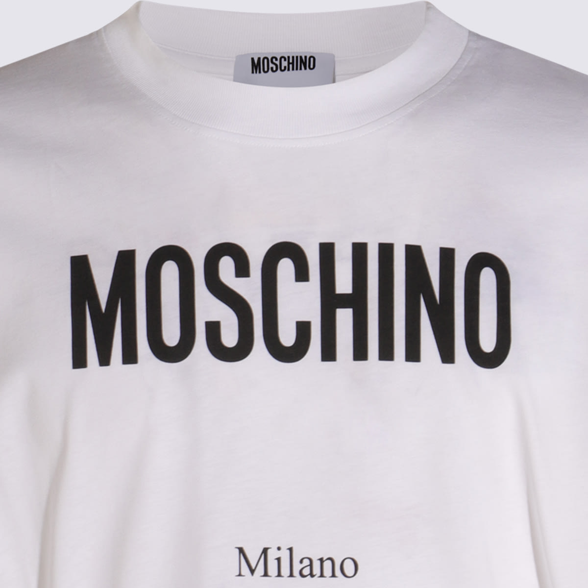 Moschino Cotton T-shirt With Contrasting Logo Detail In White