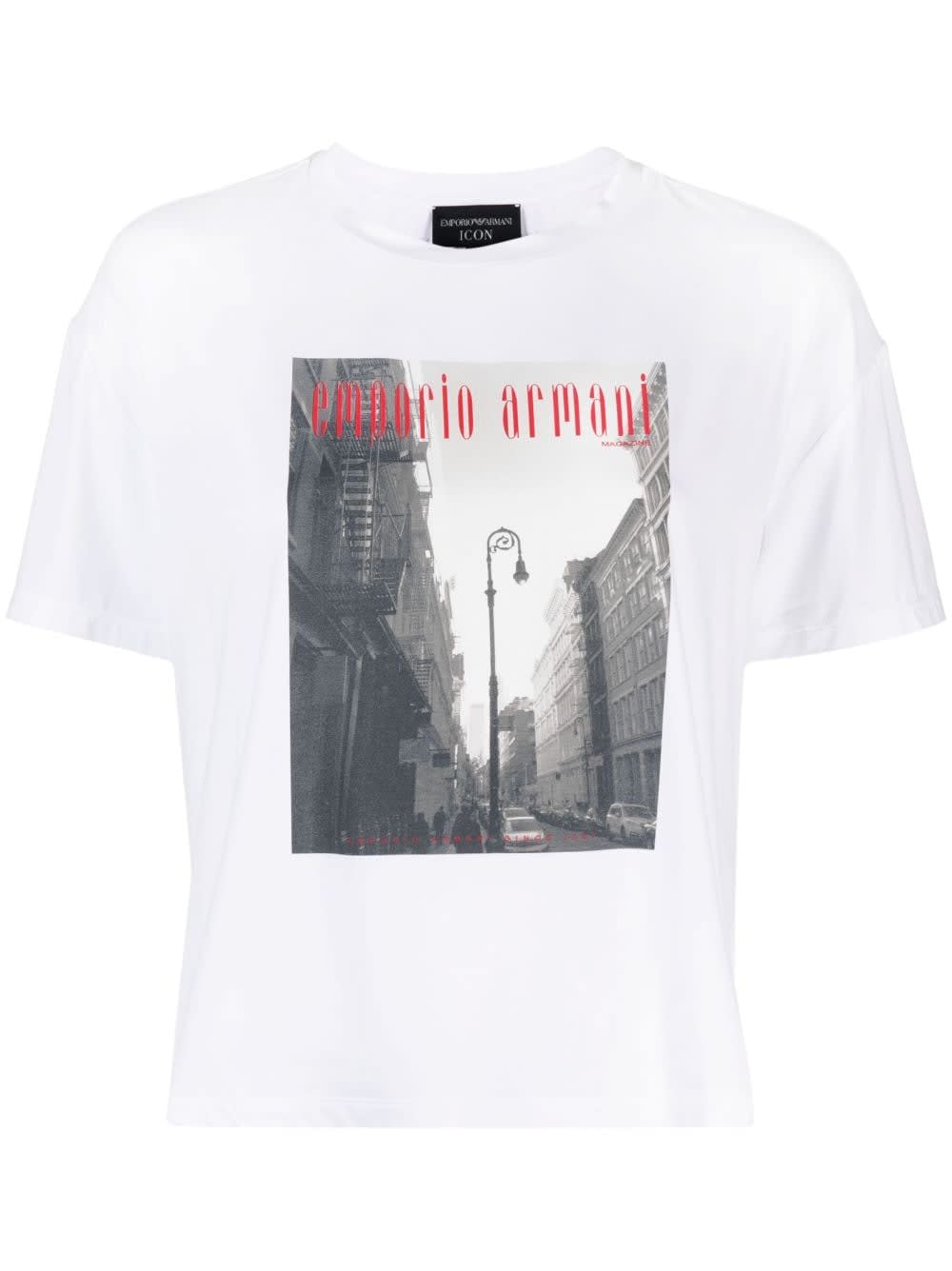 Shop Emporio Armani Short Sleeve T-shirt With Magazine Printing In Optical White