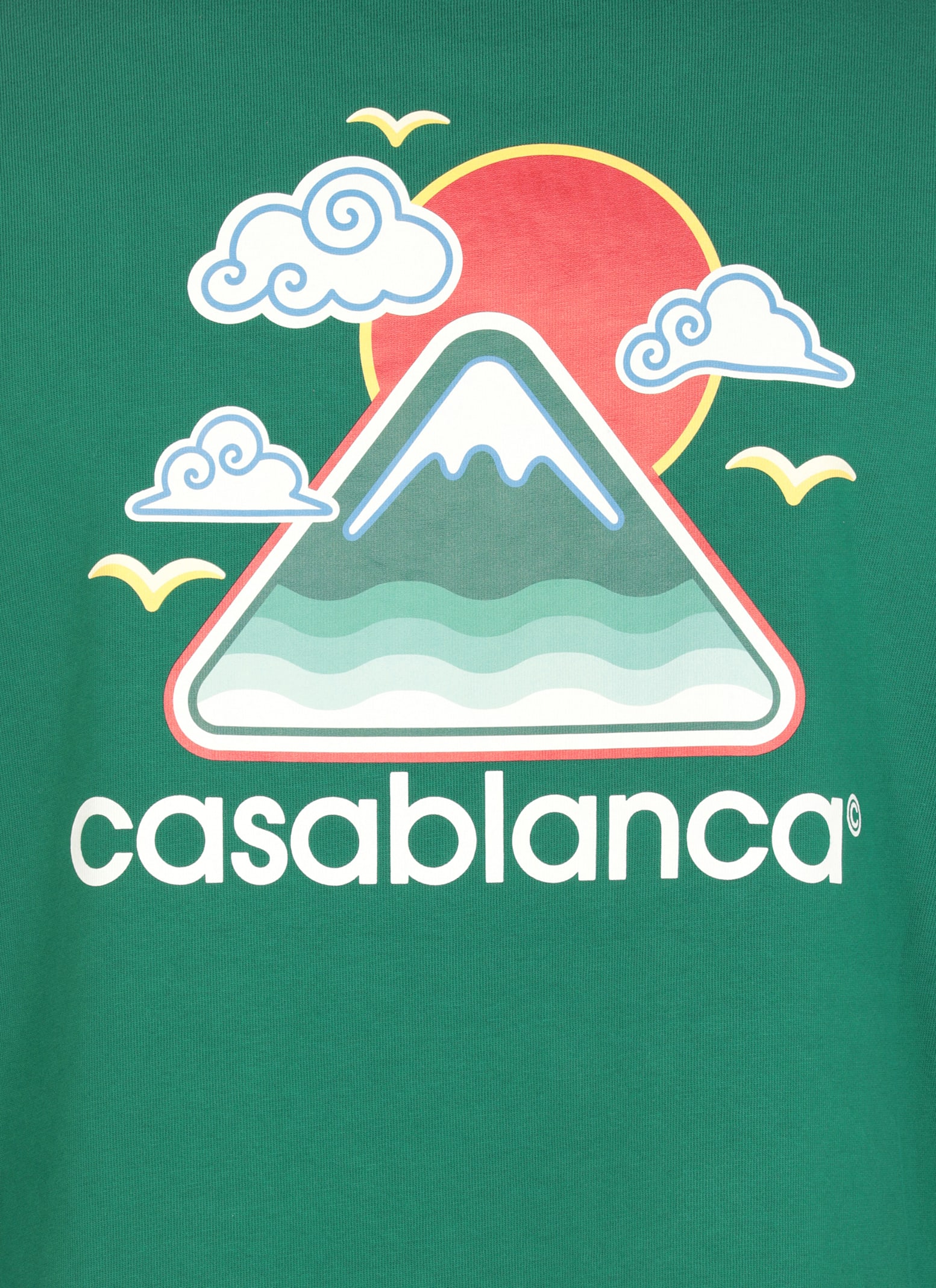 Casablanca Graphic Print Green Cotton T-shirt With Crew Neck Design In Green