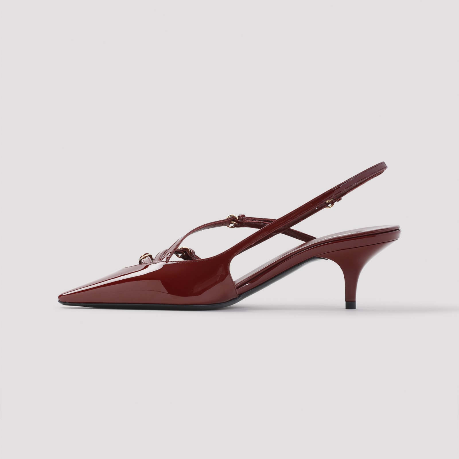 Miu Miu Patent Leather Slingbacks With Buckles In Porpora