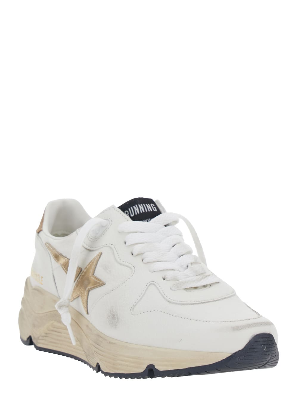 Golden Goose Running Sole White Sneaker With Side Star Detail In Mixed Leather Woman In Multi