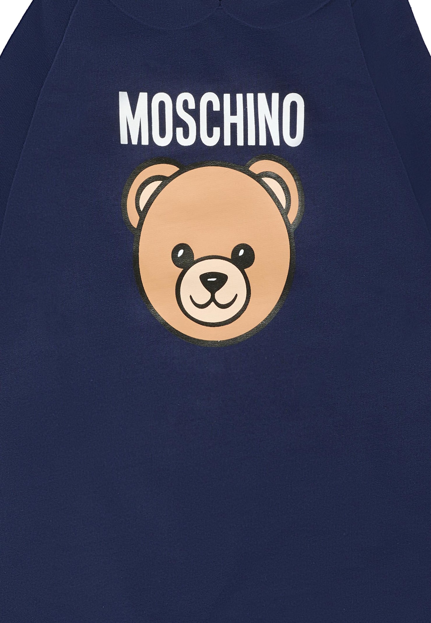 Moschino Blue Romper For Baby Boy With Teddy Bear And Logo In Blue