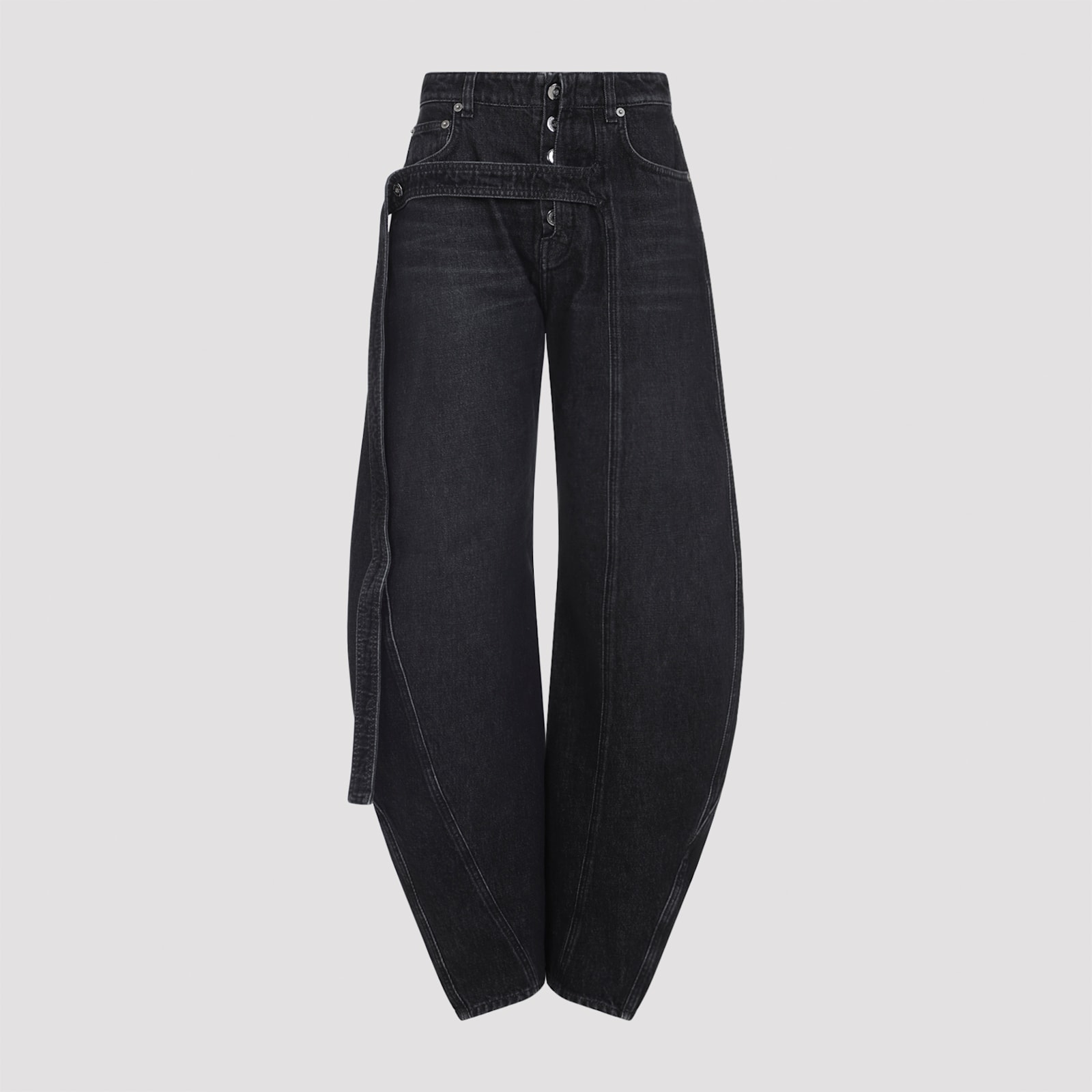 Jean Paul Gaultier High Rise Wide Leg Trousers With Belt Loops In Black