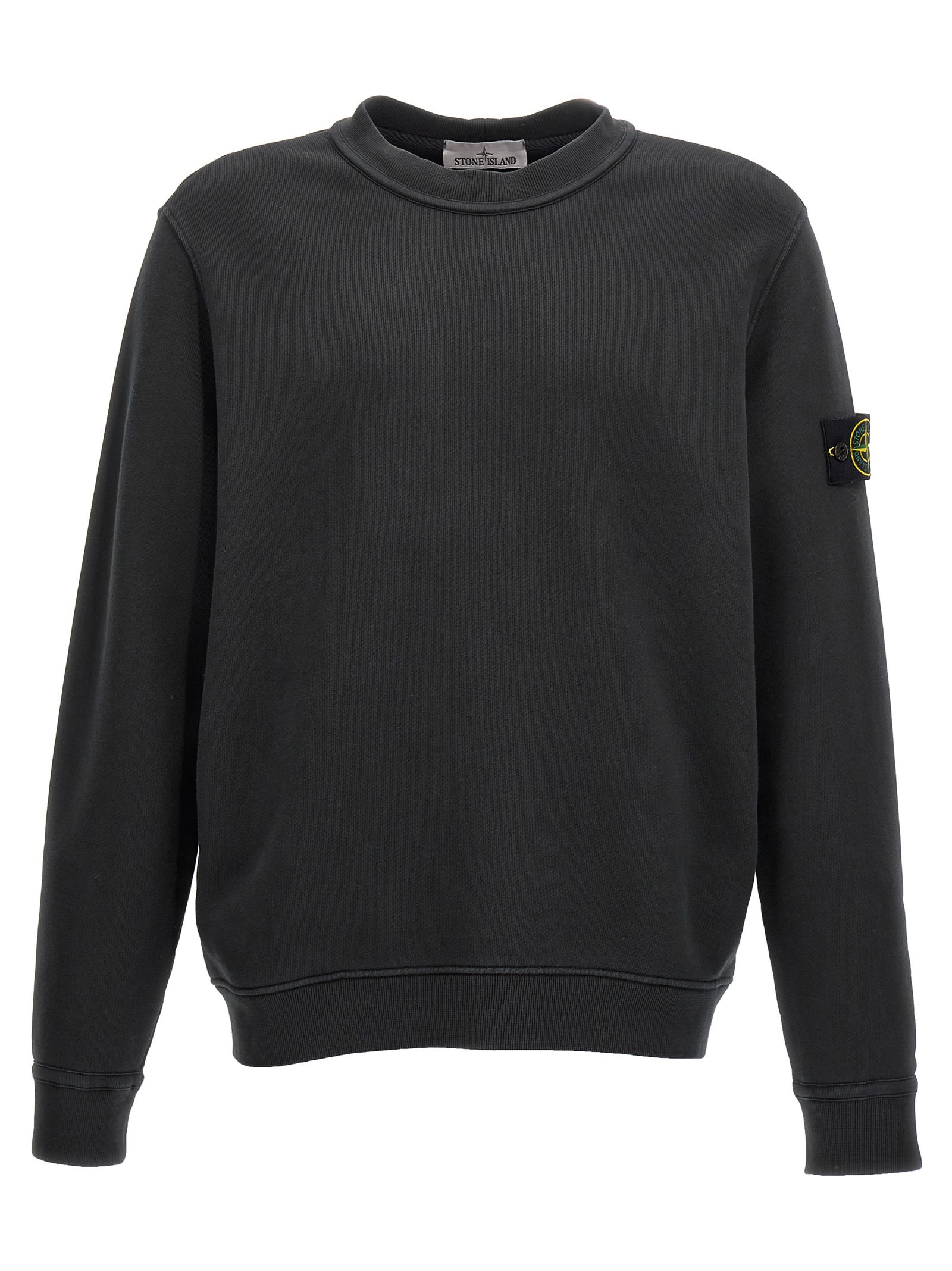 Shop Stone Island Logo Badge Sweatshirt In Black