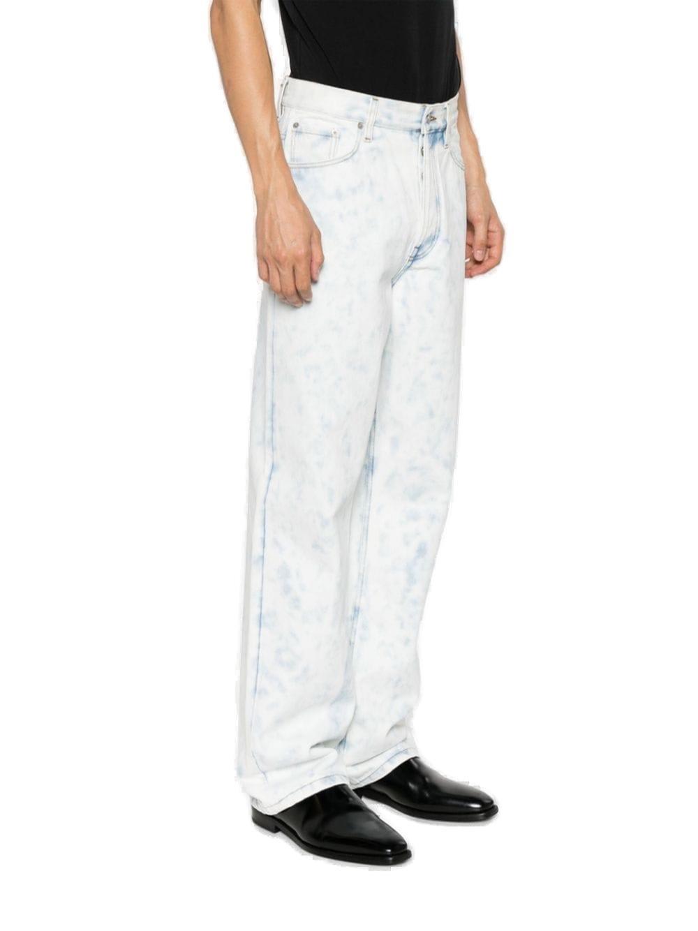 Shop Dries Van Noten Faded-effect Wide-leg Jeans In Light Blue