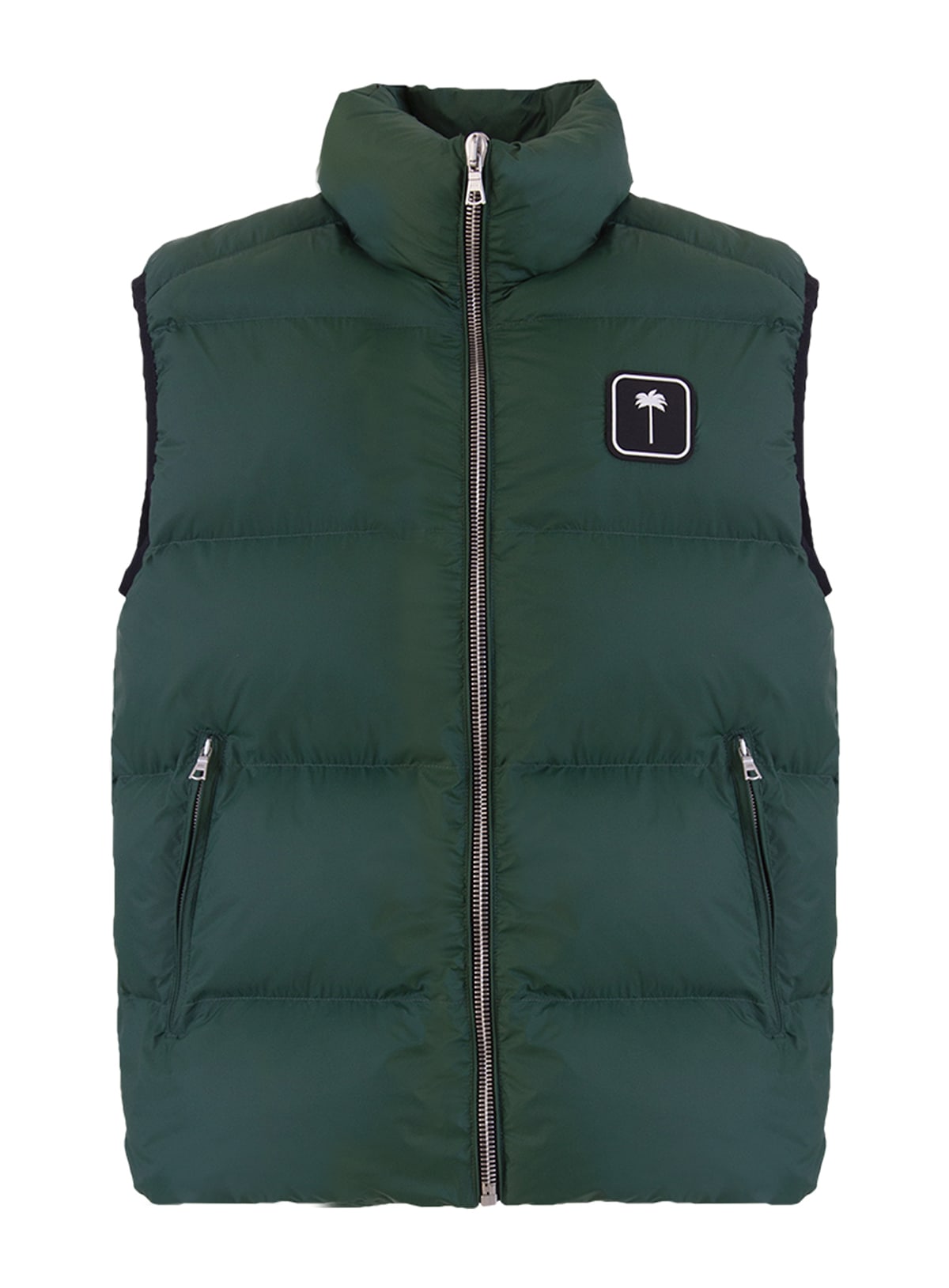 Palm Angels Logo-patch Padded Gilet In Verde