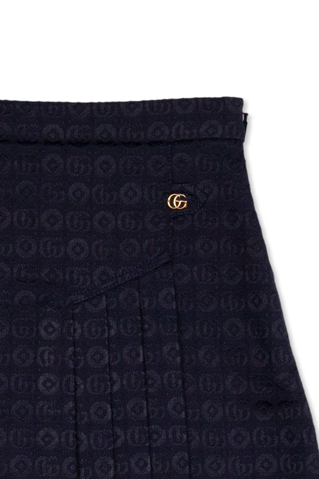 Shop Gucci Logo Plaque Pleated Skirt