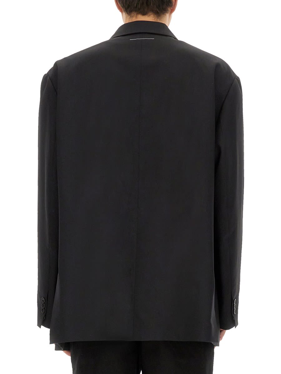 Mm6 Maison Margiela Wool Blend Jacket Back Vent In Black