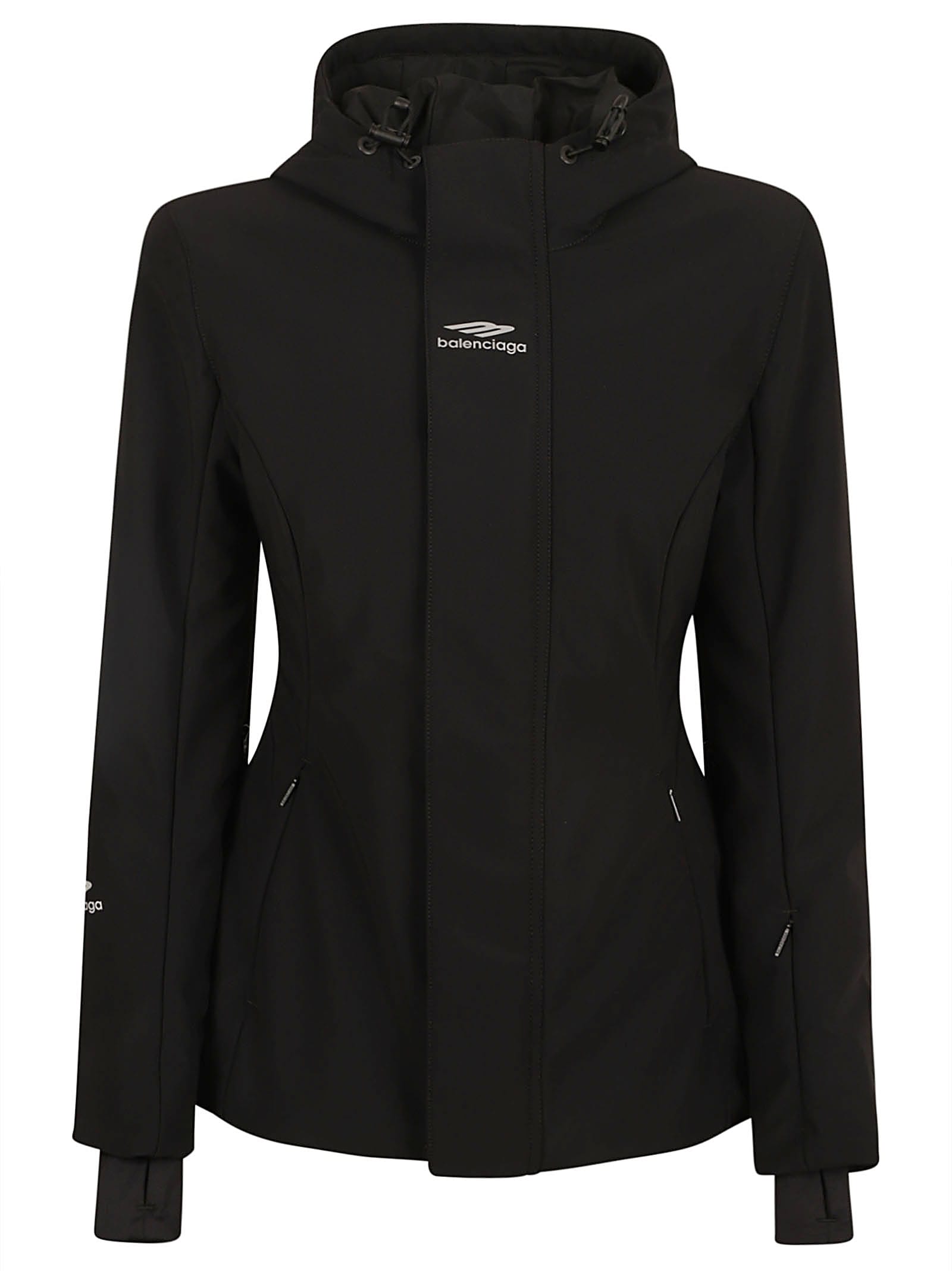 Balenciaga Logo Concealed Jacket In Black