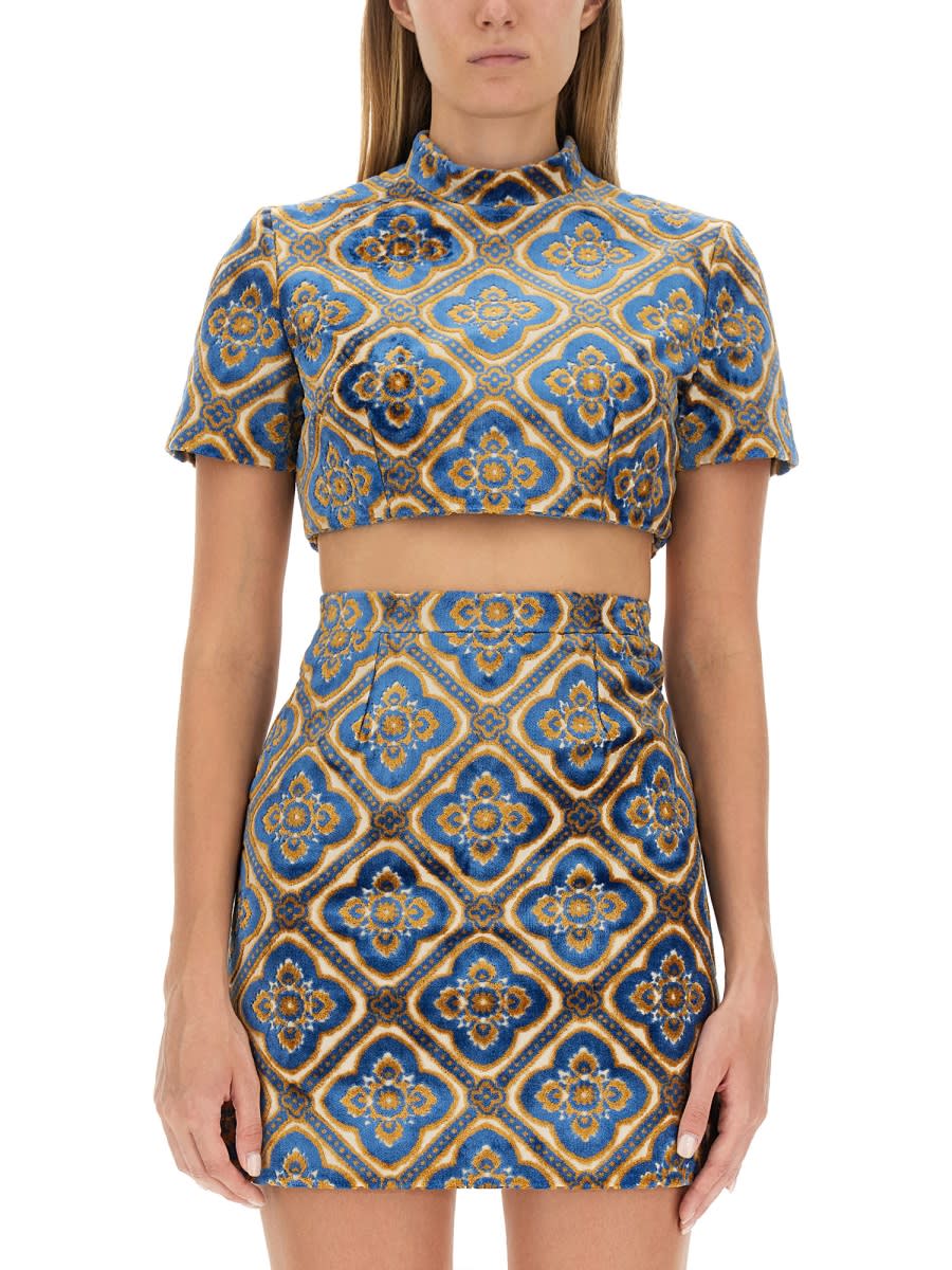 Shop Etro Top Cropped In Multicolour