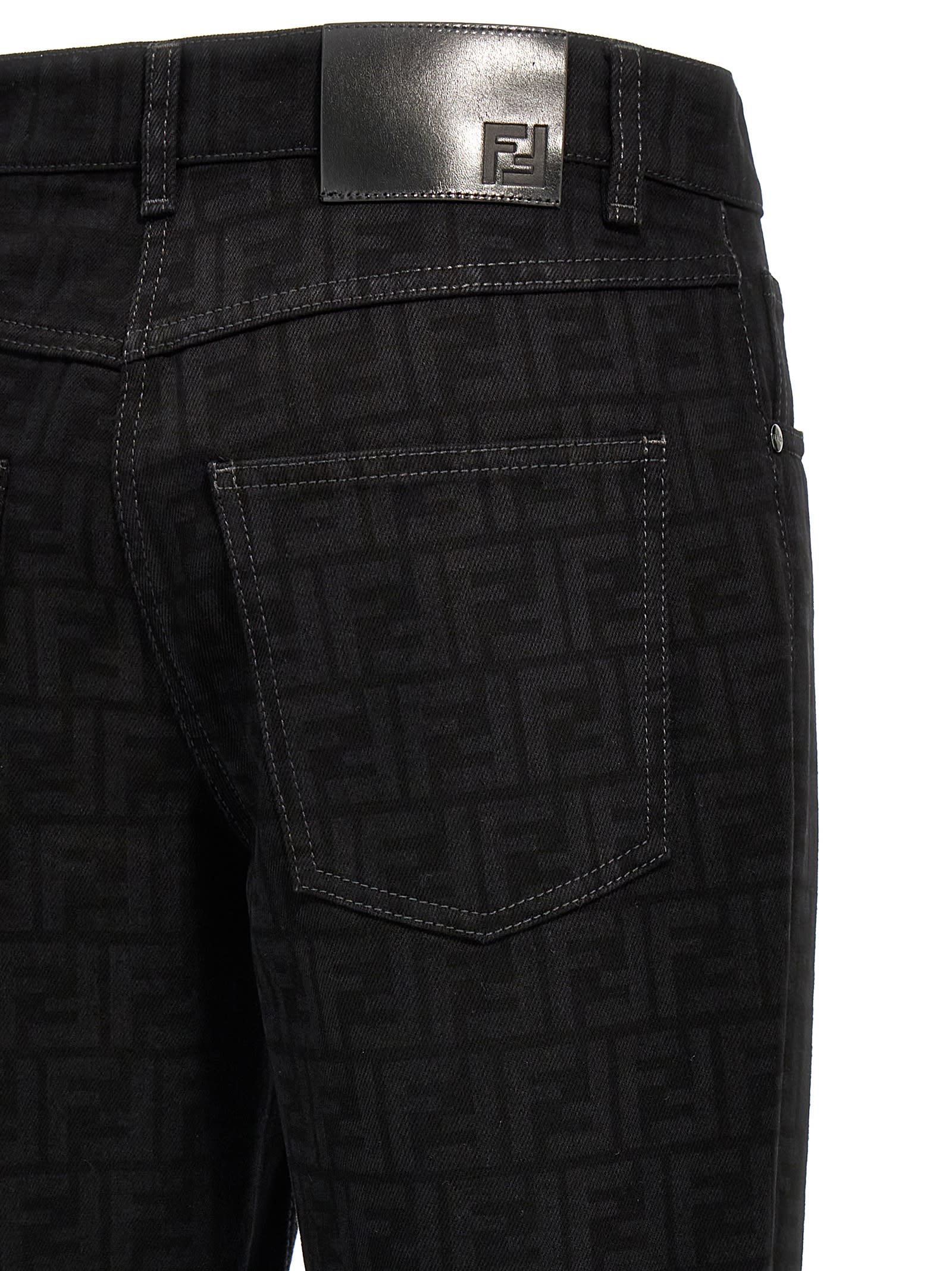 Shop Fendi Ff Jeans In Black