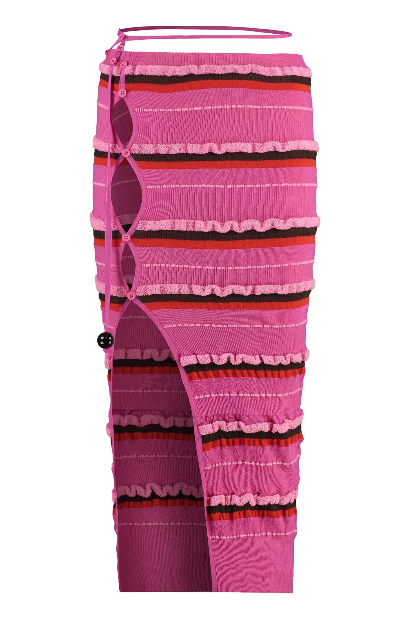 Shop Jacquemus Knitted Skirt In Pink