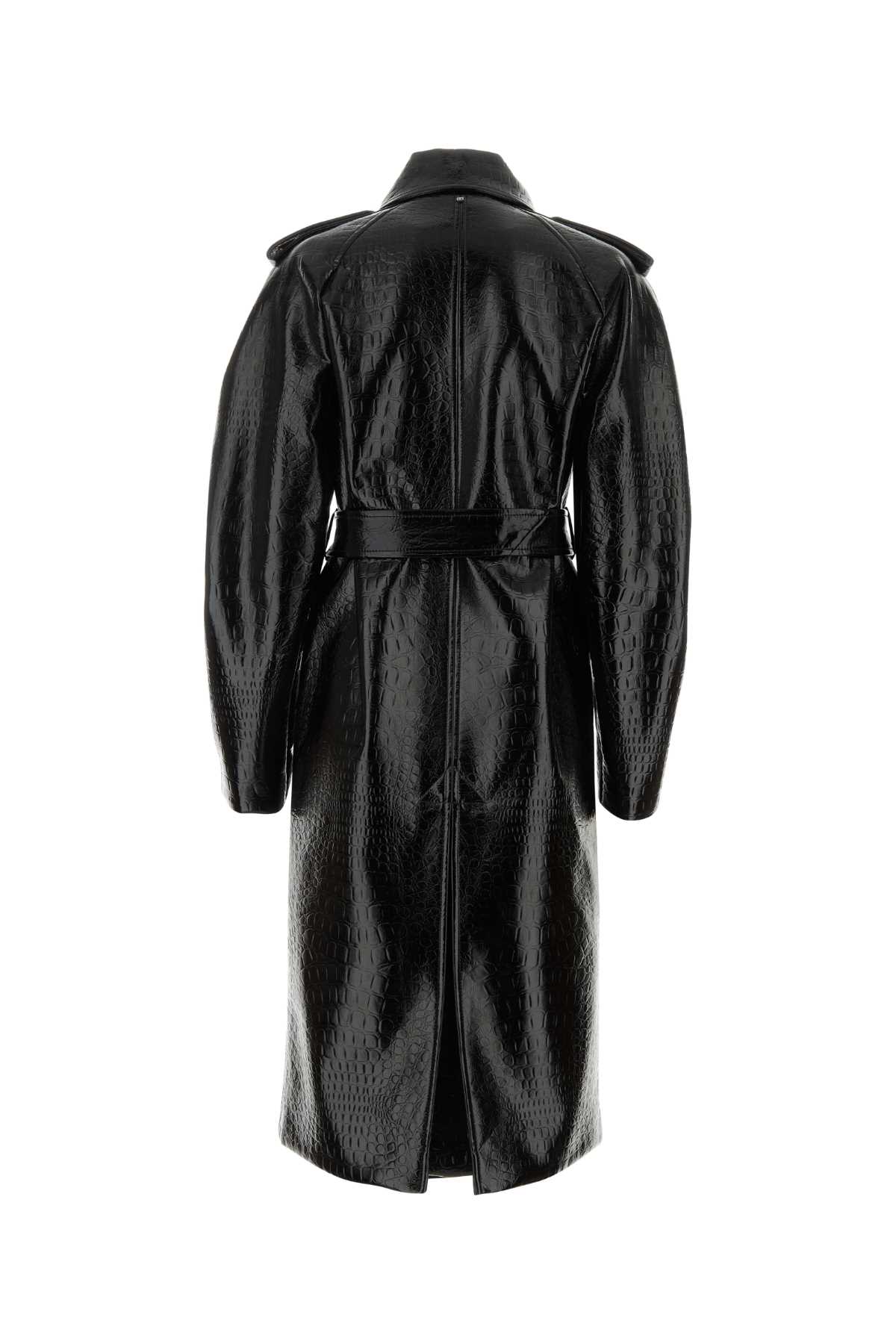 Sportmax Black Synthetic Leather Faggi Coat In Nero