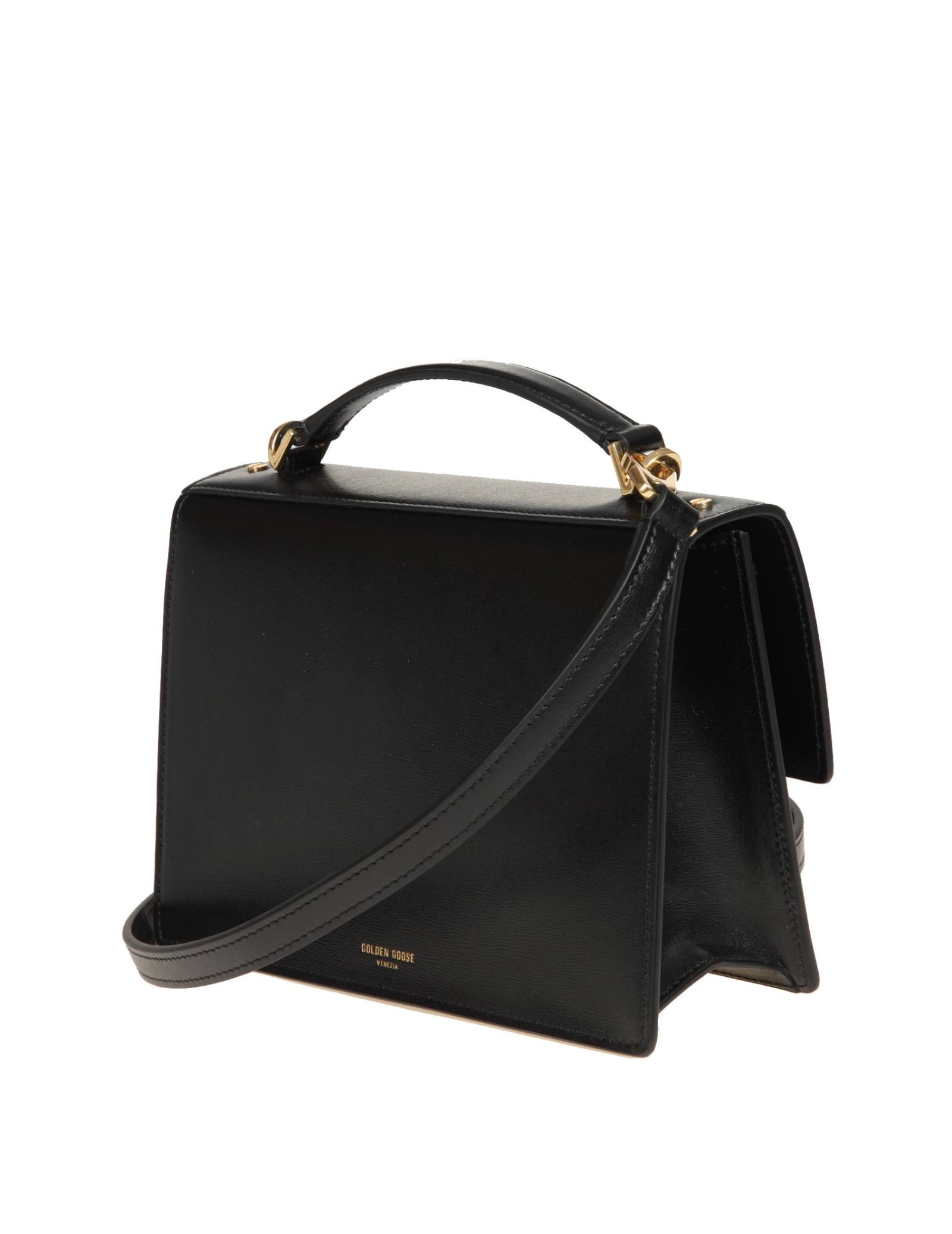 Shop Golden Goose Venezia Handbag In Black Leather