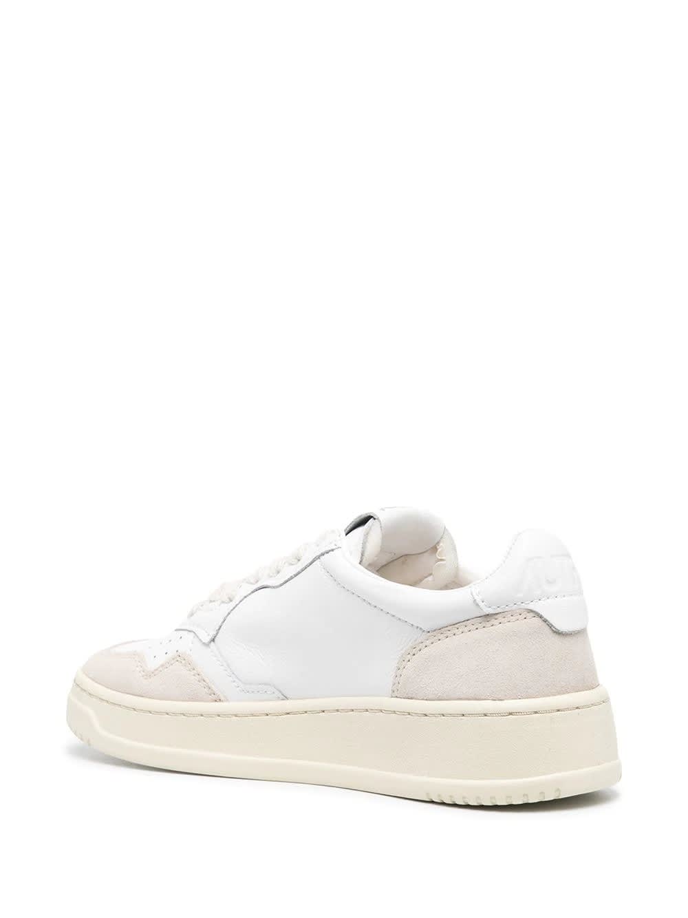 Shop Autry Medalist Low Sneakers In White Suede And Leather