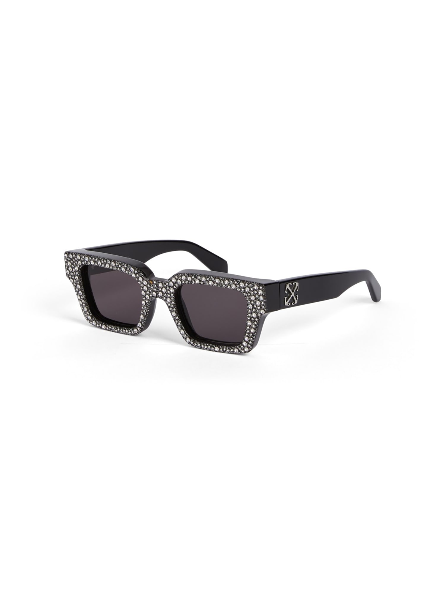 Shop Off-white Oeri126 Virgil Sunglasses L Sunglasses In Silver Dark Grey