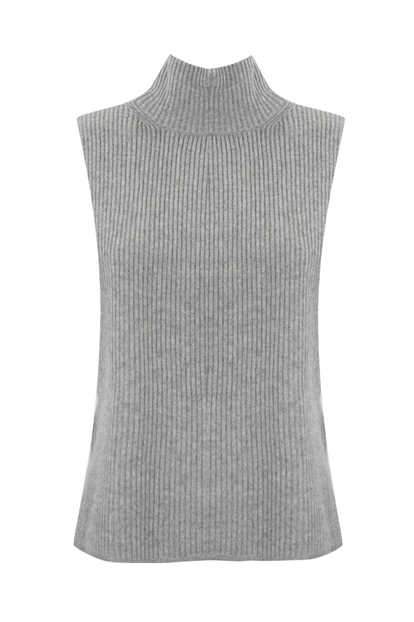 Shop Max Mara Sabbia Cashmere Knitted Vest In Grigio Chiaro