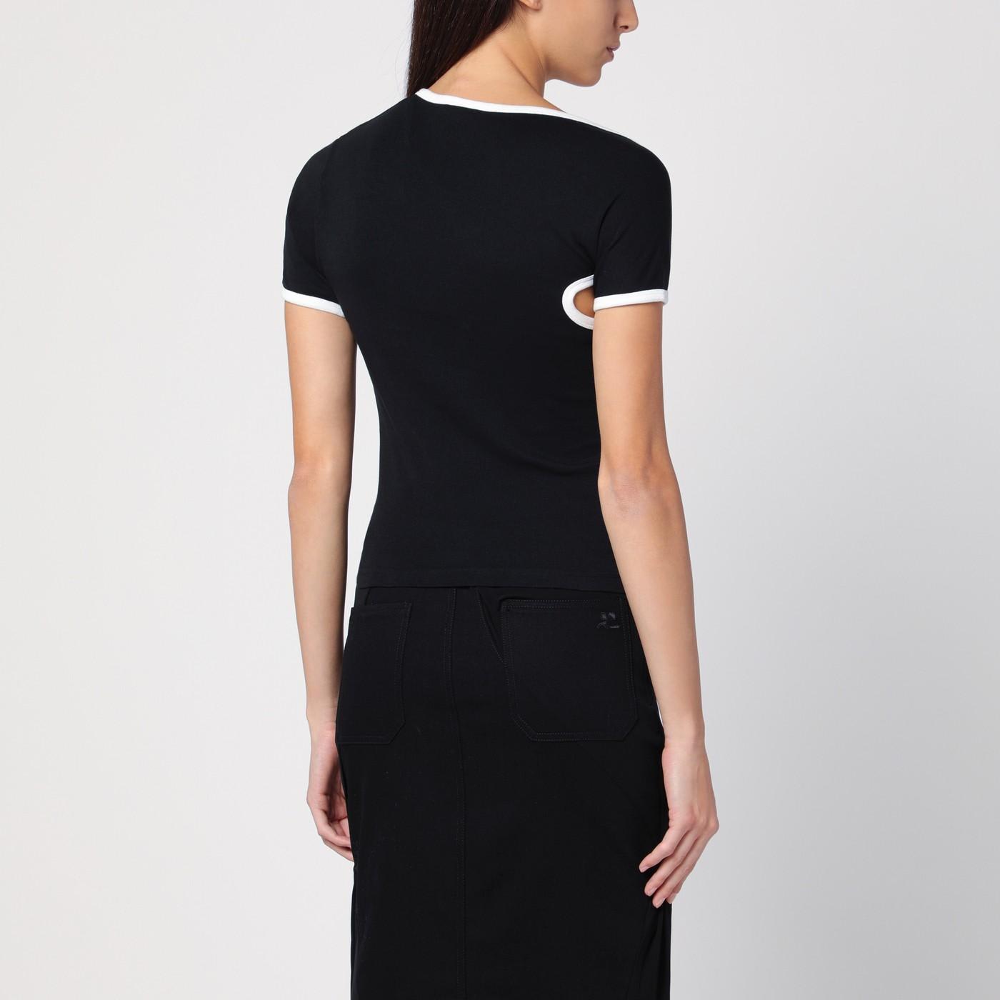 Shop Courrèges Slash Contrast Black T-shirt