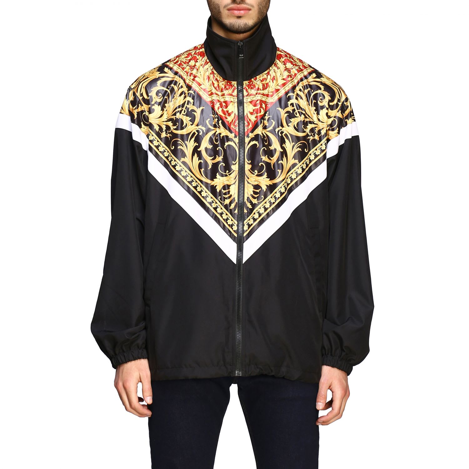 VERSACE WINDBREAKER IN NYLON WITH BAROQUE PRINT,11219795