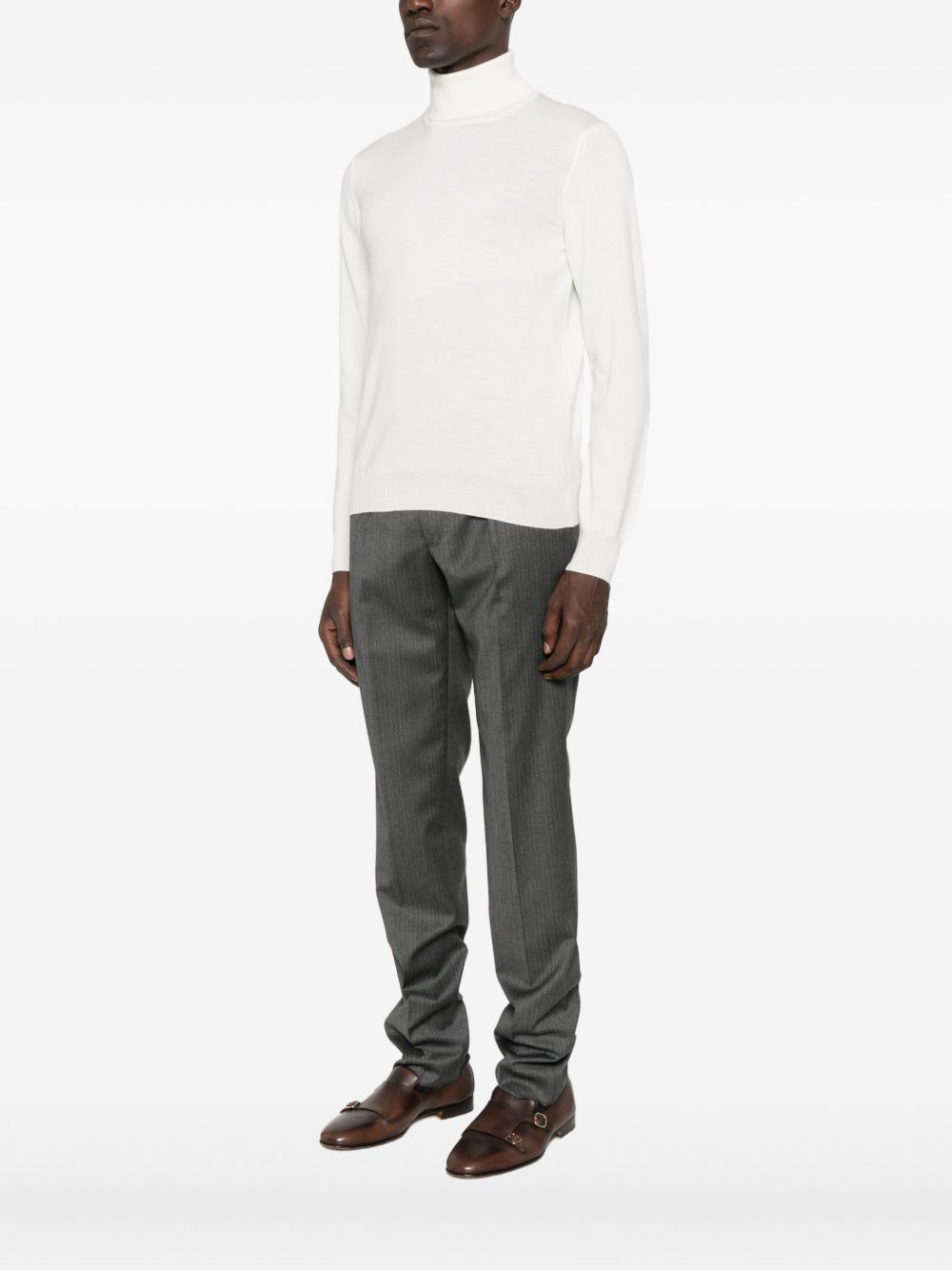 Tagliatore Roll-neck Virgin-wool Sweater In White
