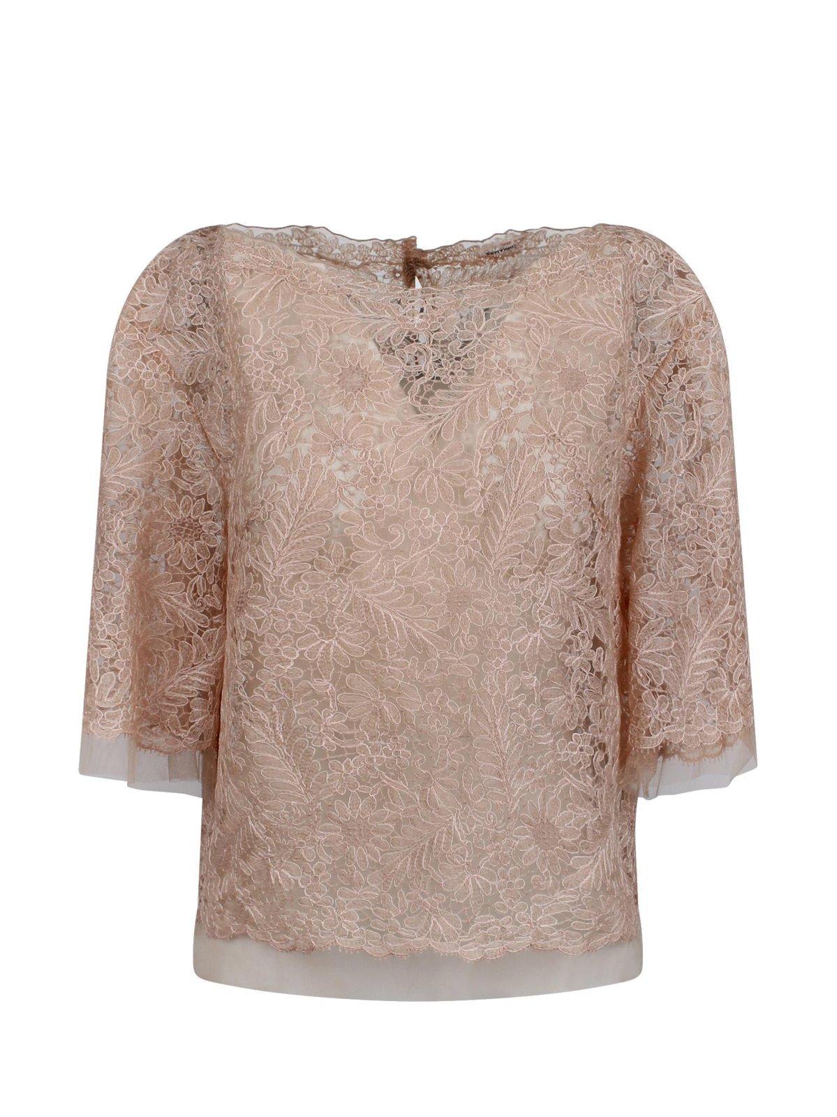 Floral Lace Short-sleeved Blouse