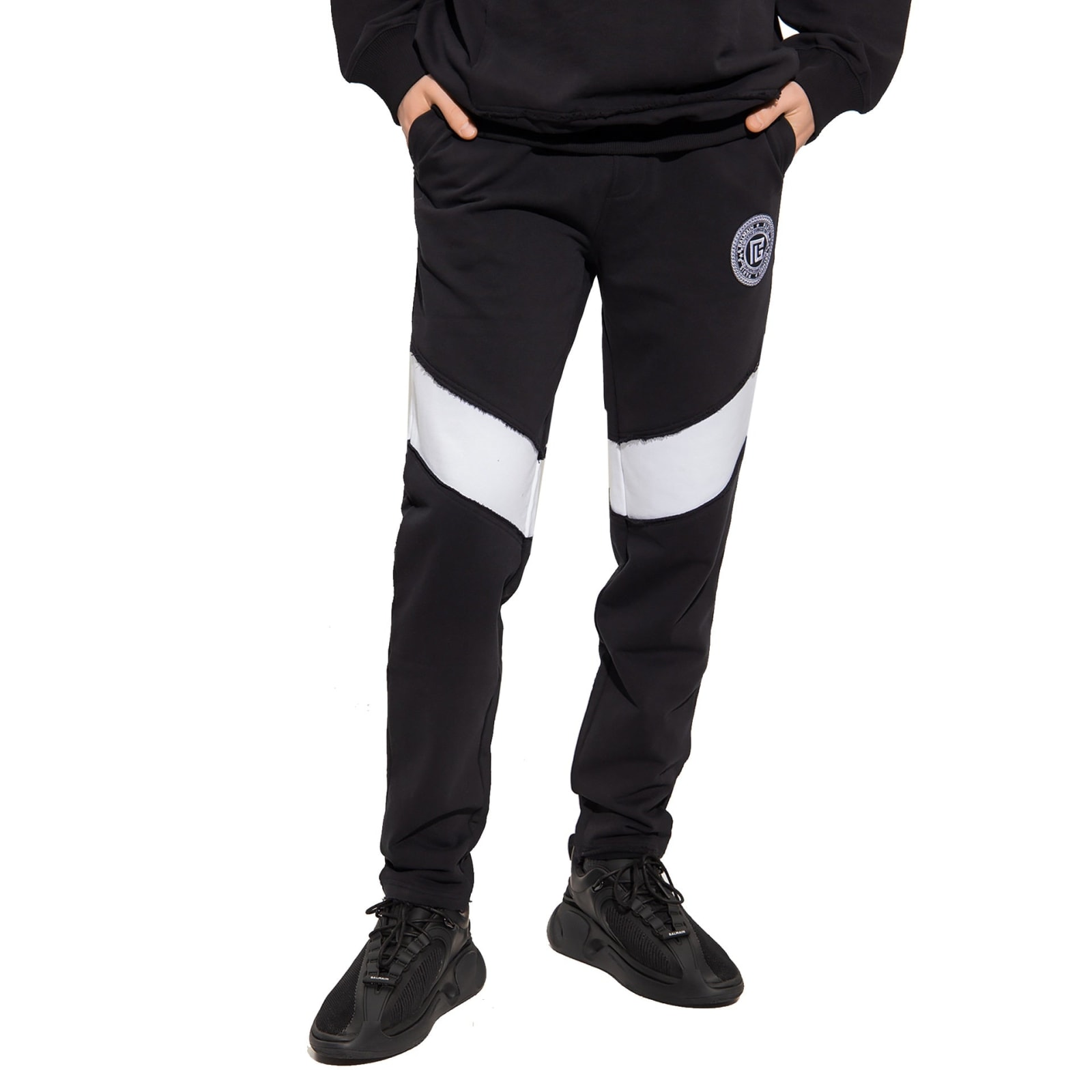 Shop Balmain Logo Sweatpants In Black