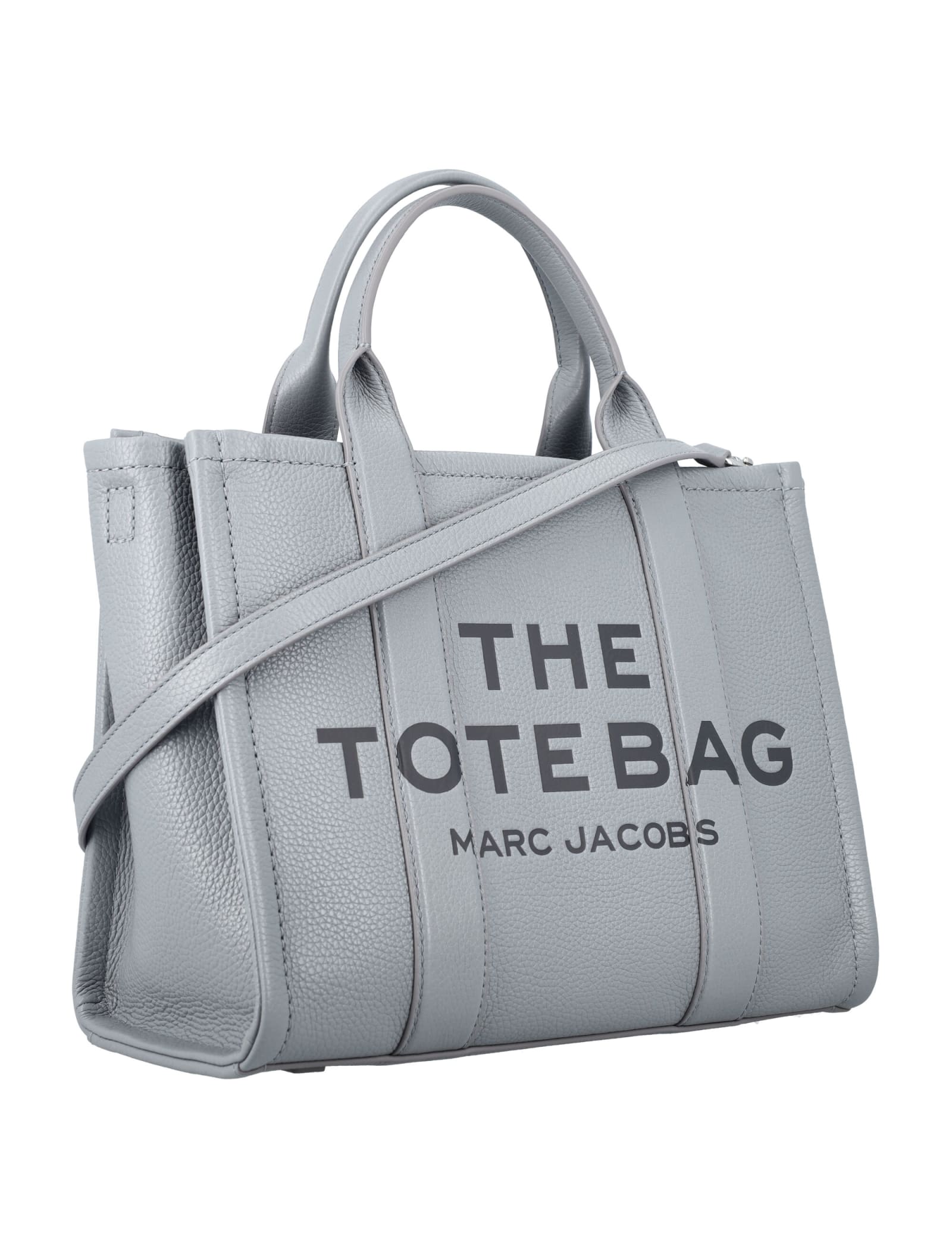 Marc Jacobs The Leather Medium Tote Bag In Gray