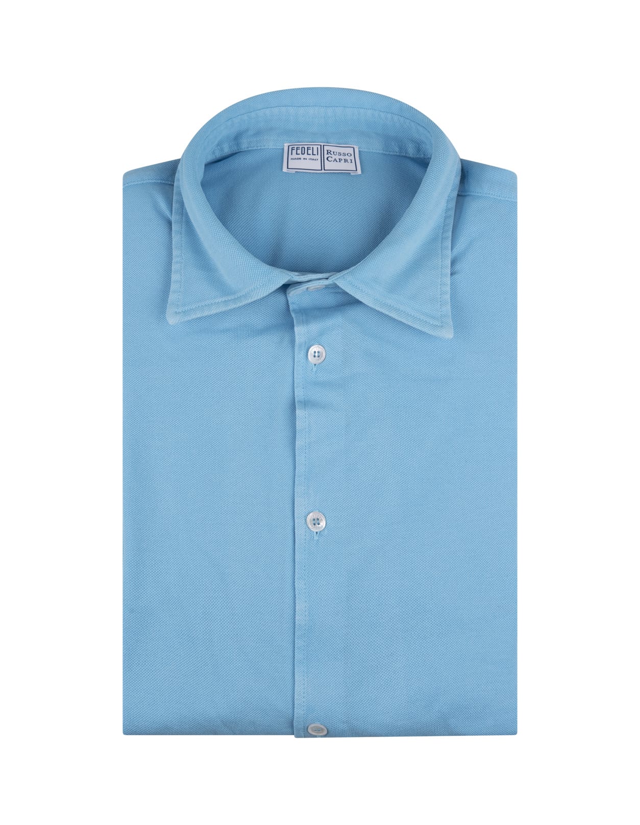 Shop Fedeli Teorema Shirt In Sky Blue Cotton Piqué