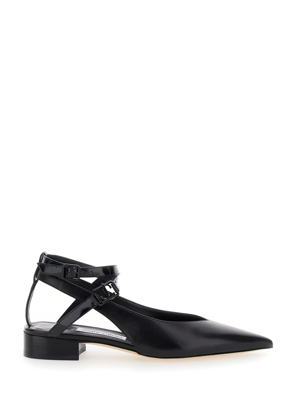 Jimmy Choo jemima Black Flat Shoes With Logo Detail In Smooth Leather Woman