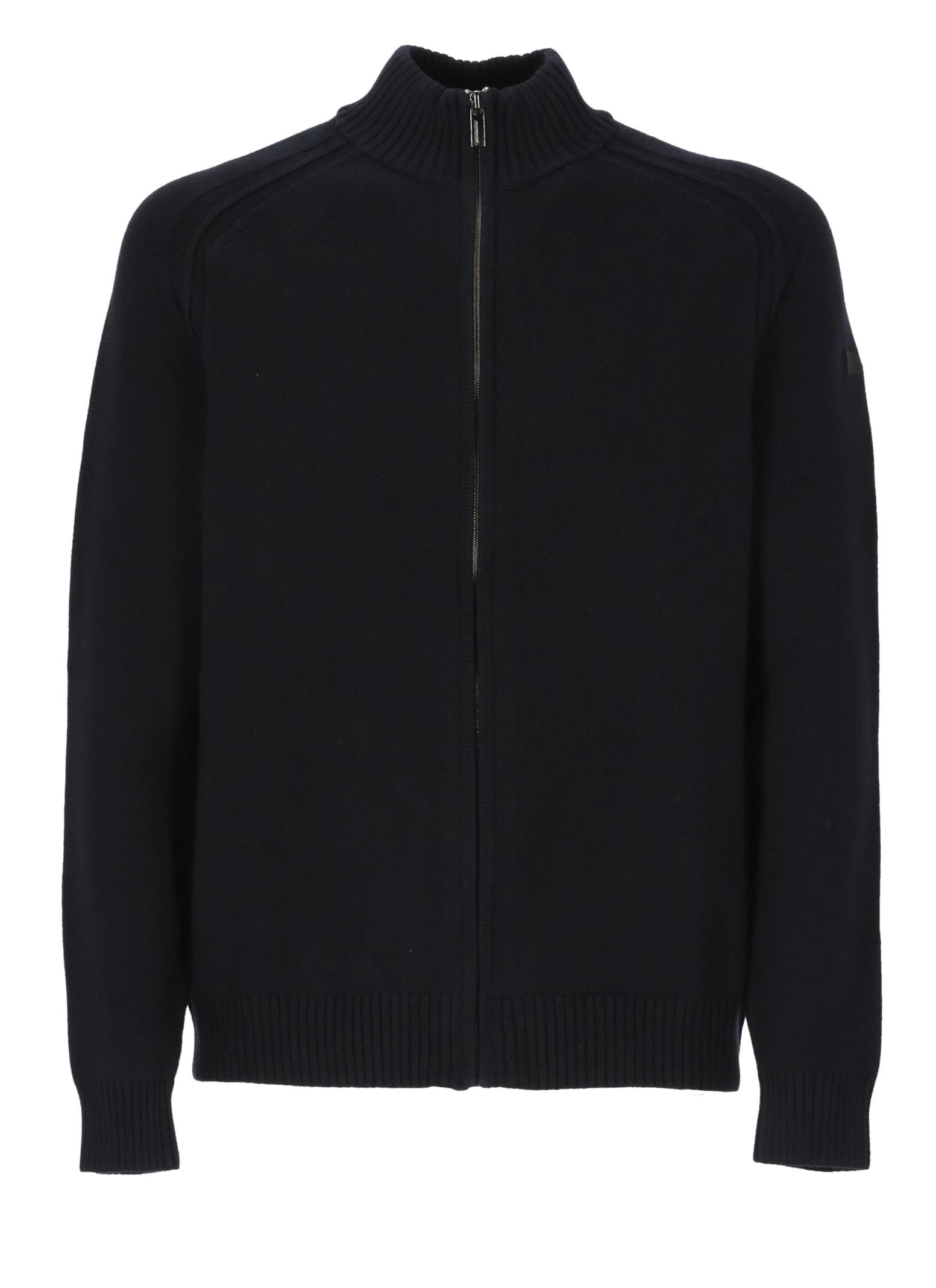 Rrd - Roberto Ricci Design Plain Zip Sweater In Blue Black