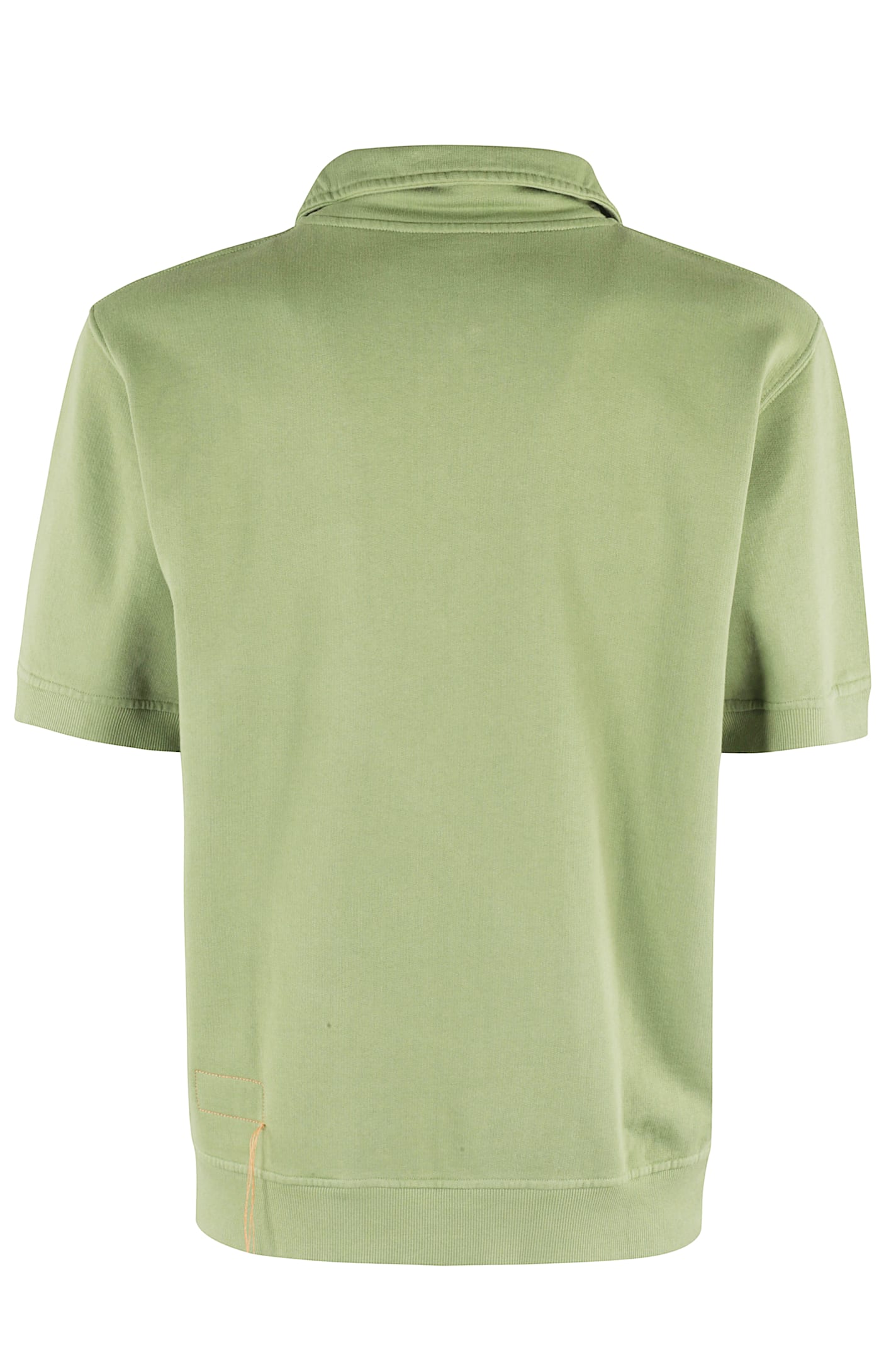 Fortela Polo Collar Zip-up Sweatshirt With Patch Pocket In Sage