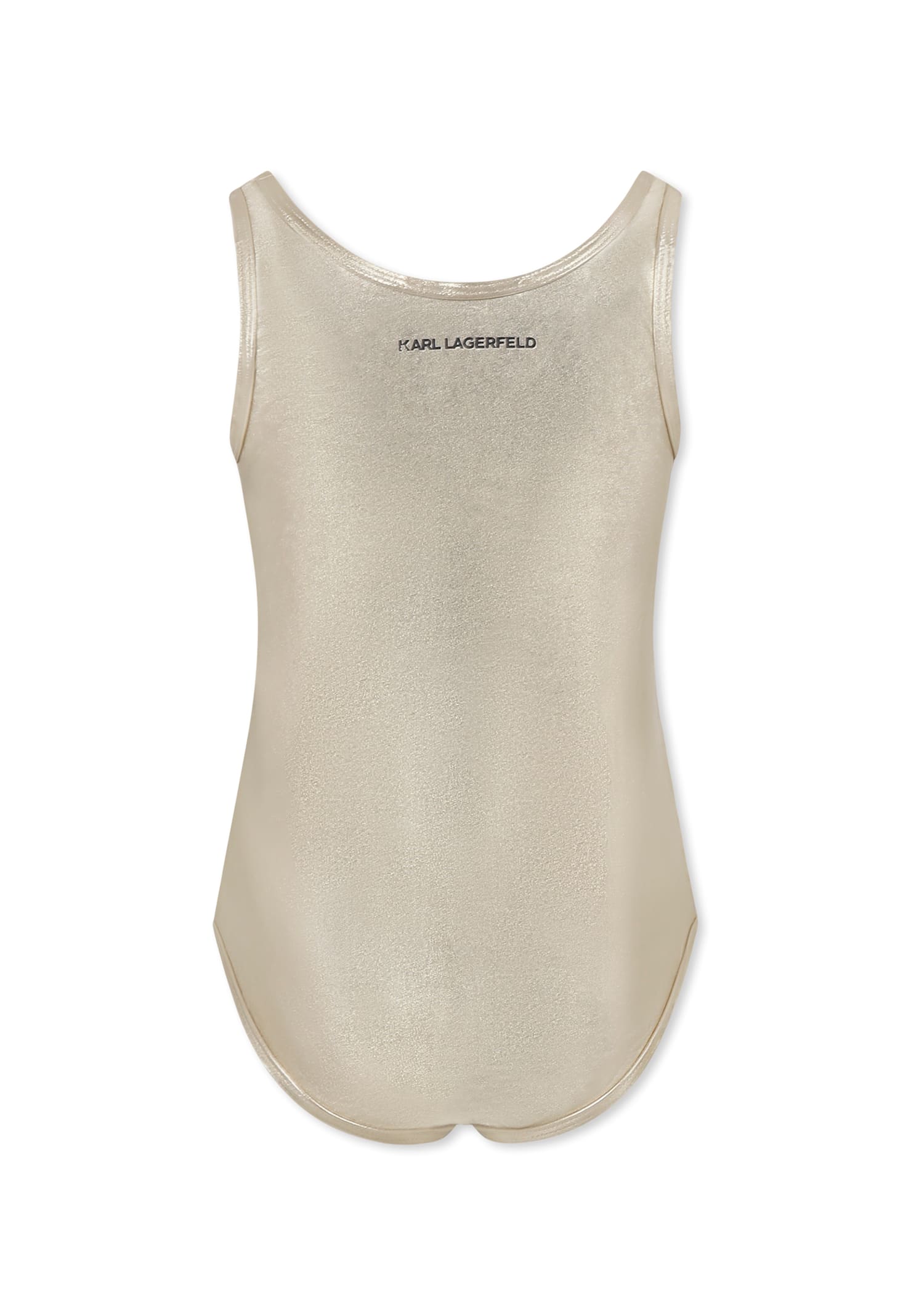 Karl Lagerfeld Gold Swimsuit For Girl With Logo In Gold