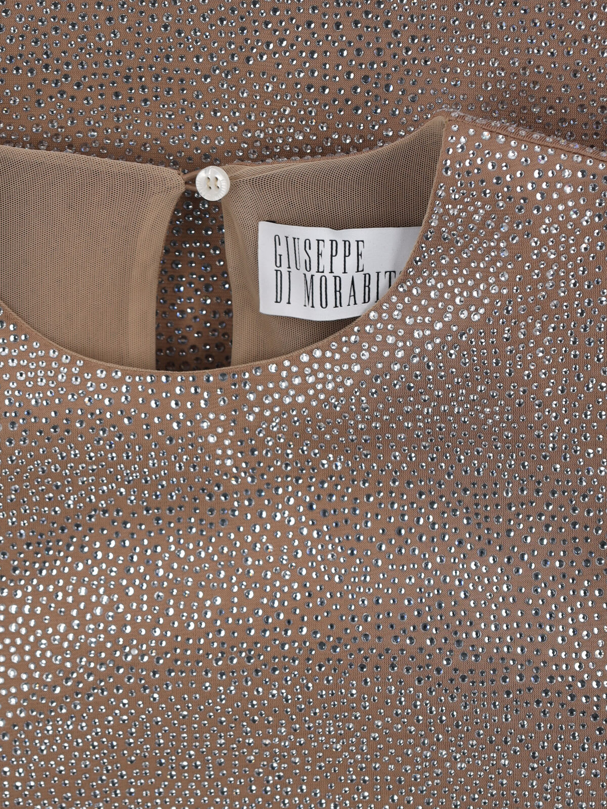 Giuseppe Di Morabito Metallic Finish Knee Length Dress With Keyhole Back In Brown