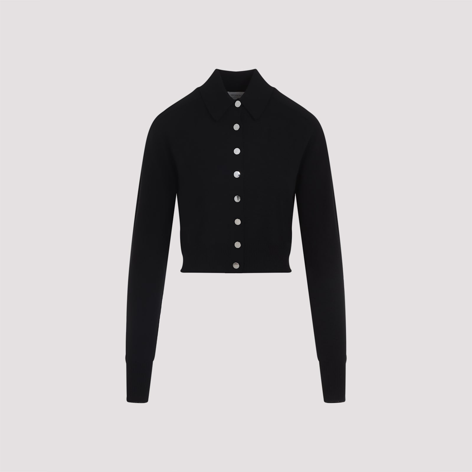 Sportmax Virgin Wool Cardigan With Classic Collar And Retro Charm In Black