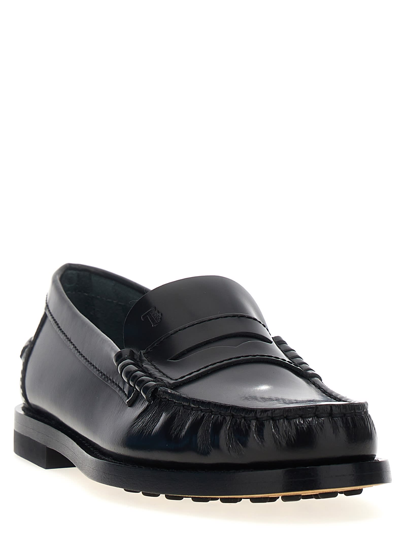 Shop Tod's Leather Loafers In Black