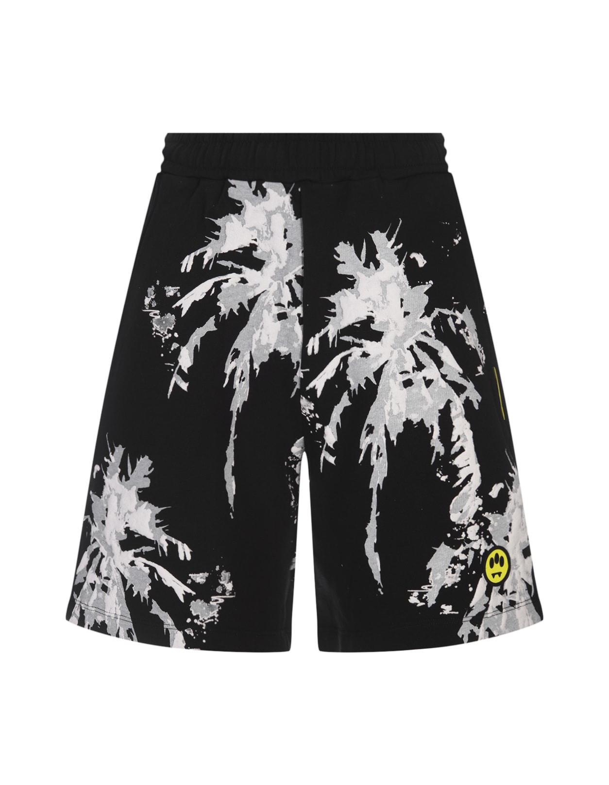 Black Shorts With Palms Graphic Print