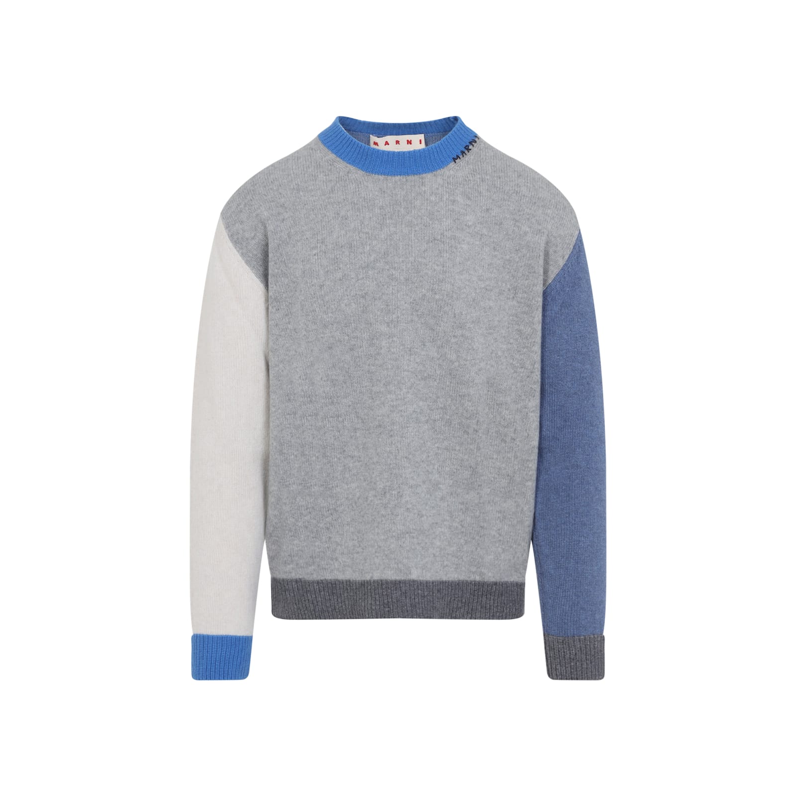 Marni Color-block Metallic Cashmere Sweater In Gray