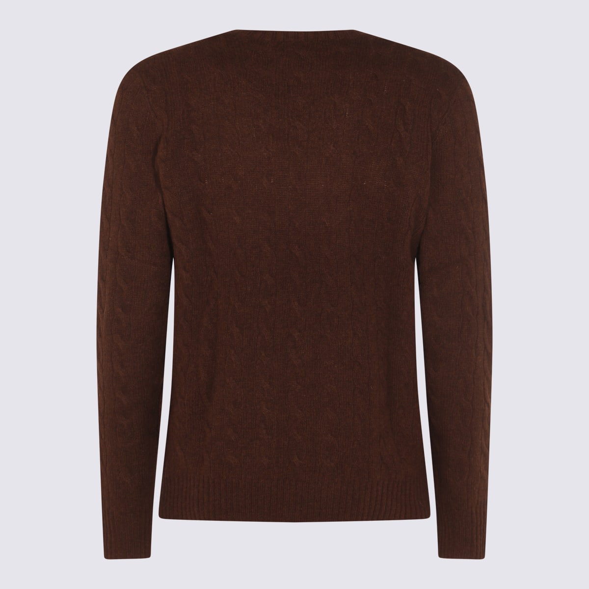 Polo Ralph Lauren Brown Cable-knit Sweater With Contrast Logo Embroidery In Brown