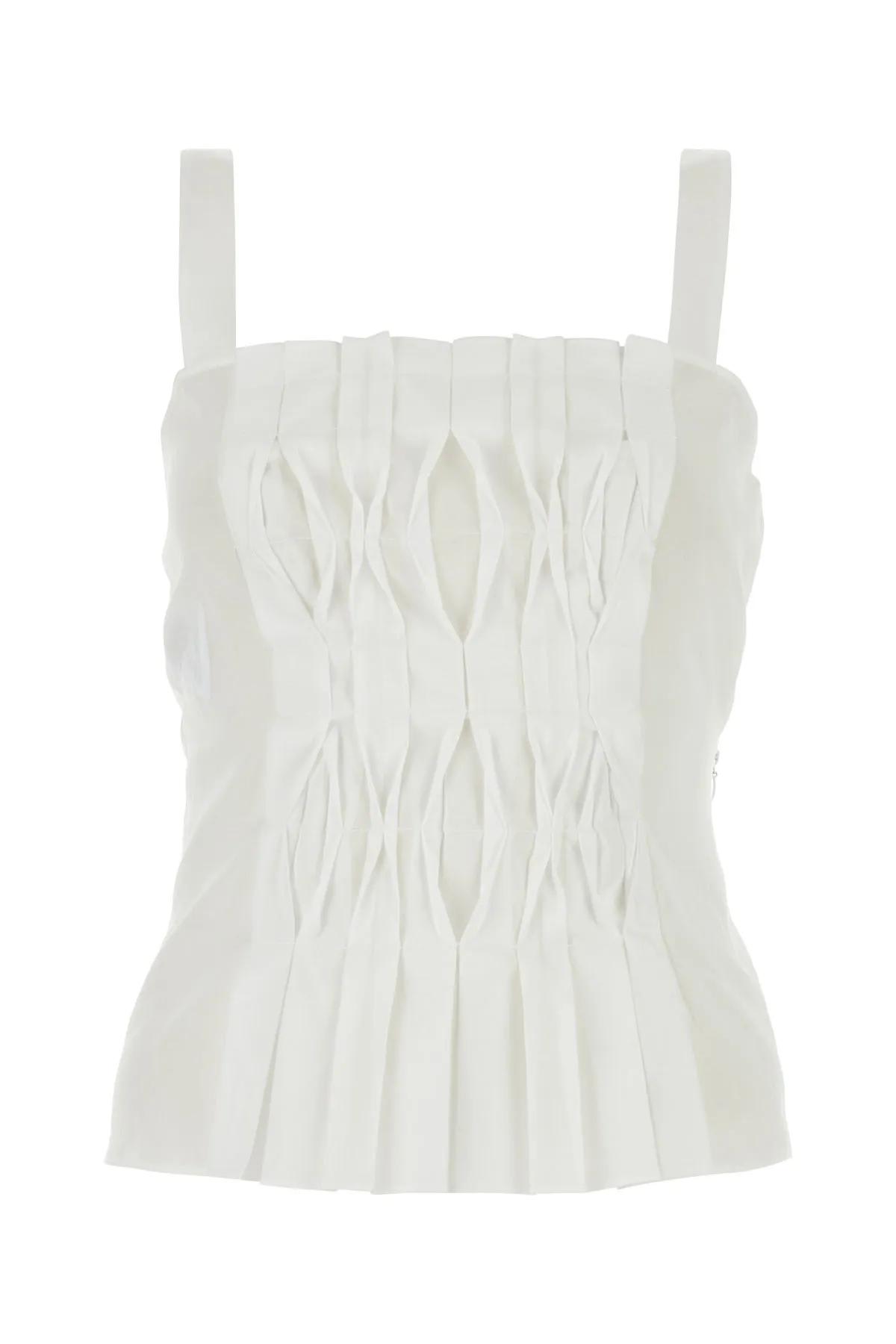 Shop Alberta Ferretti Cotton Top In White