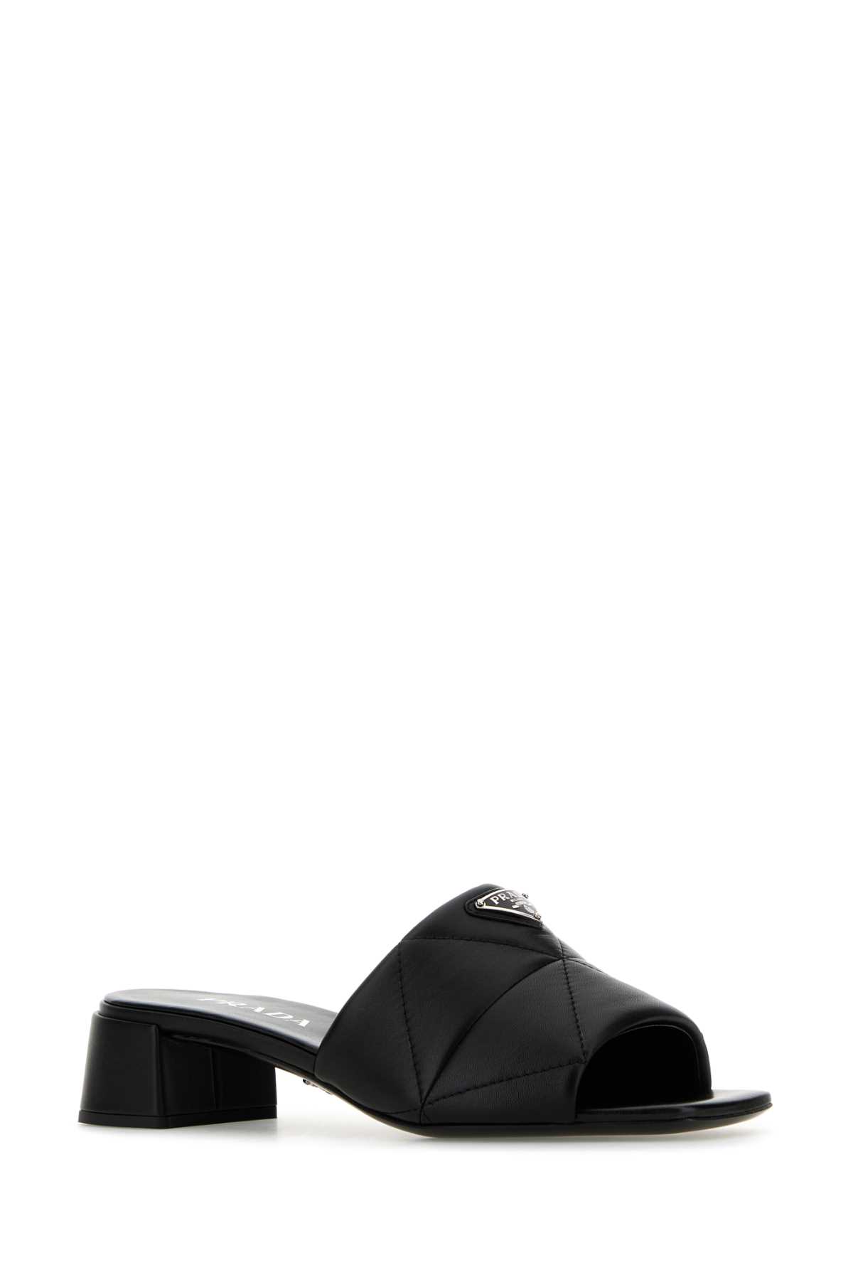 Shop Prada Black Nappa Leather Mules In Nero