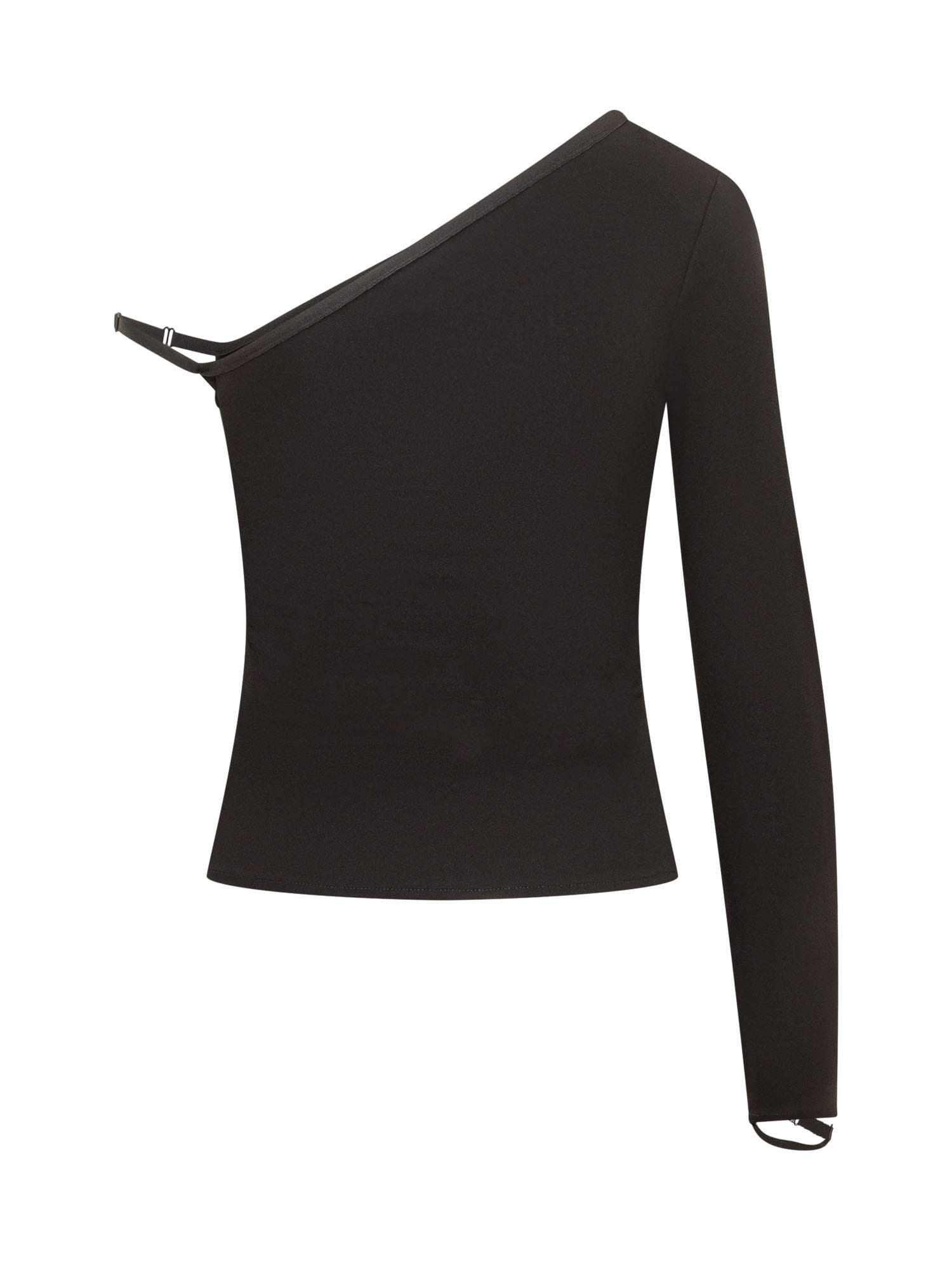 Shop Courrèges Crepe Top With Logo In Black