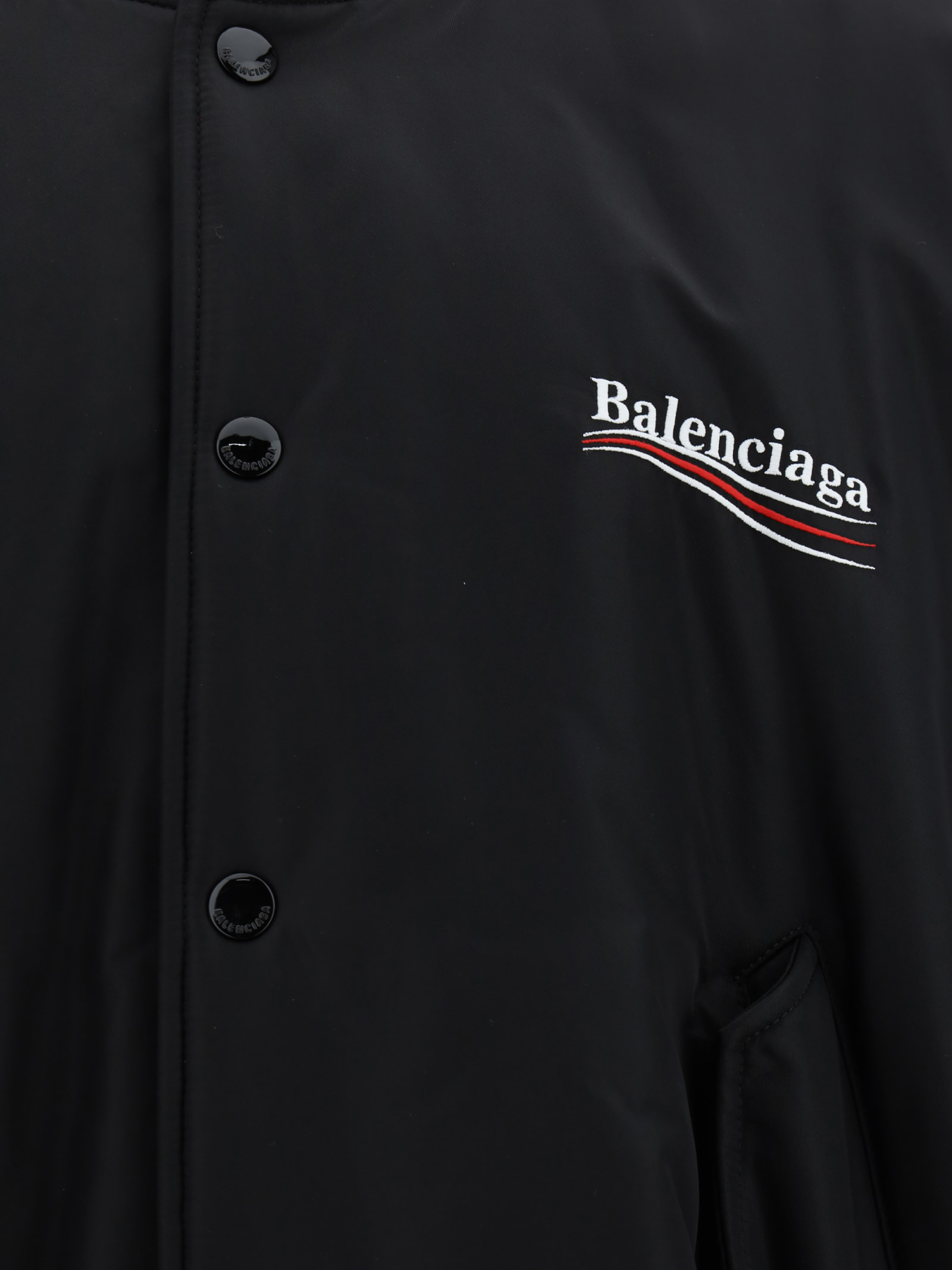 Shop Balenciaga Varsity Bomber Jacket In Black