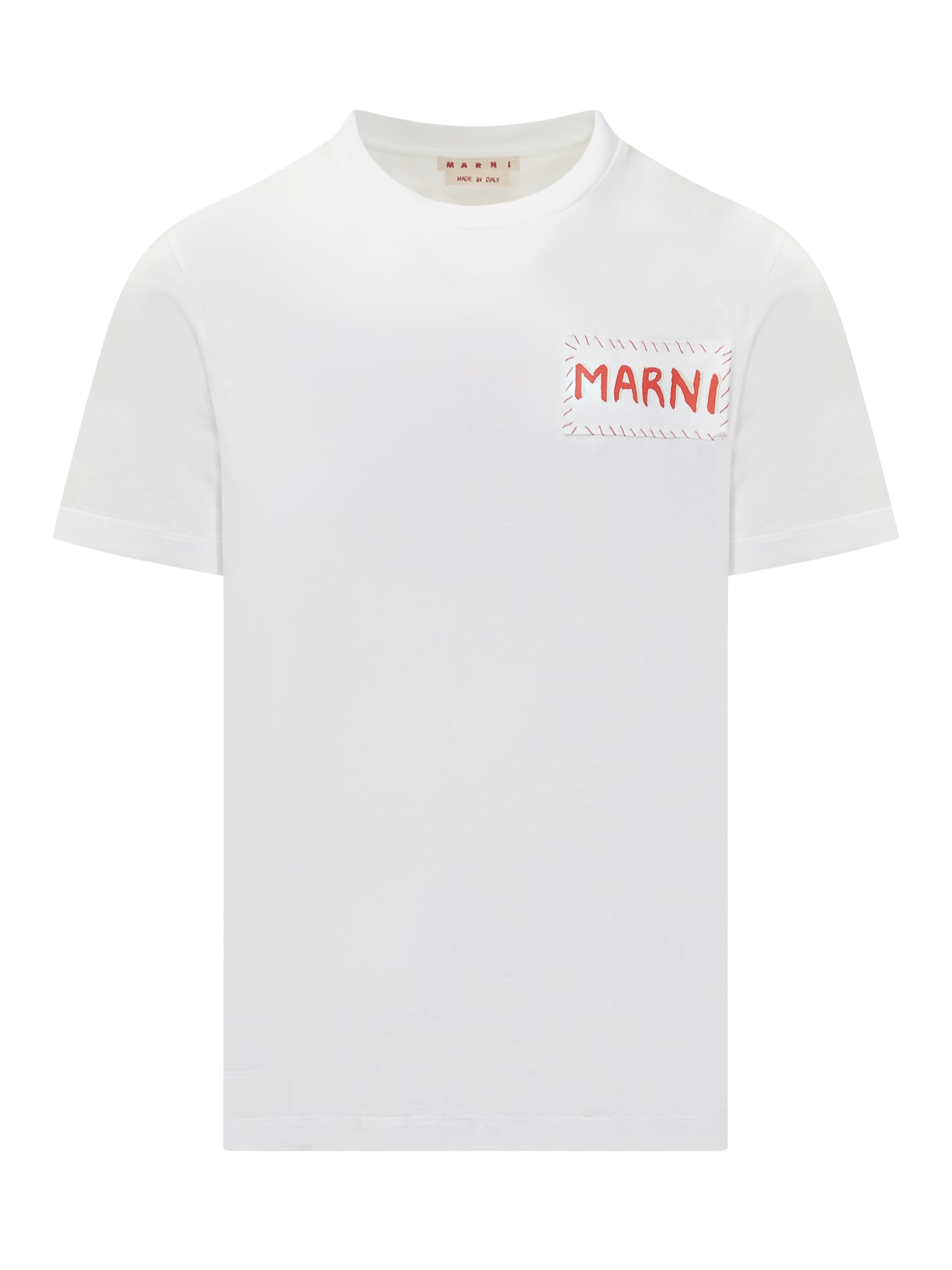 Shop Marni T-shirt With Logo In Lily White