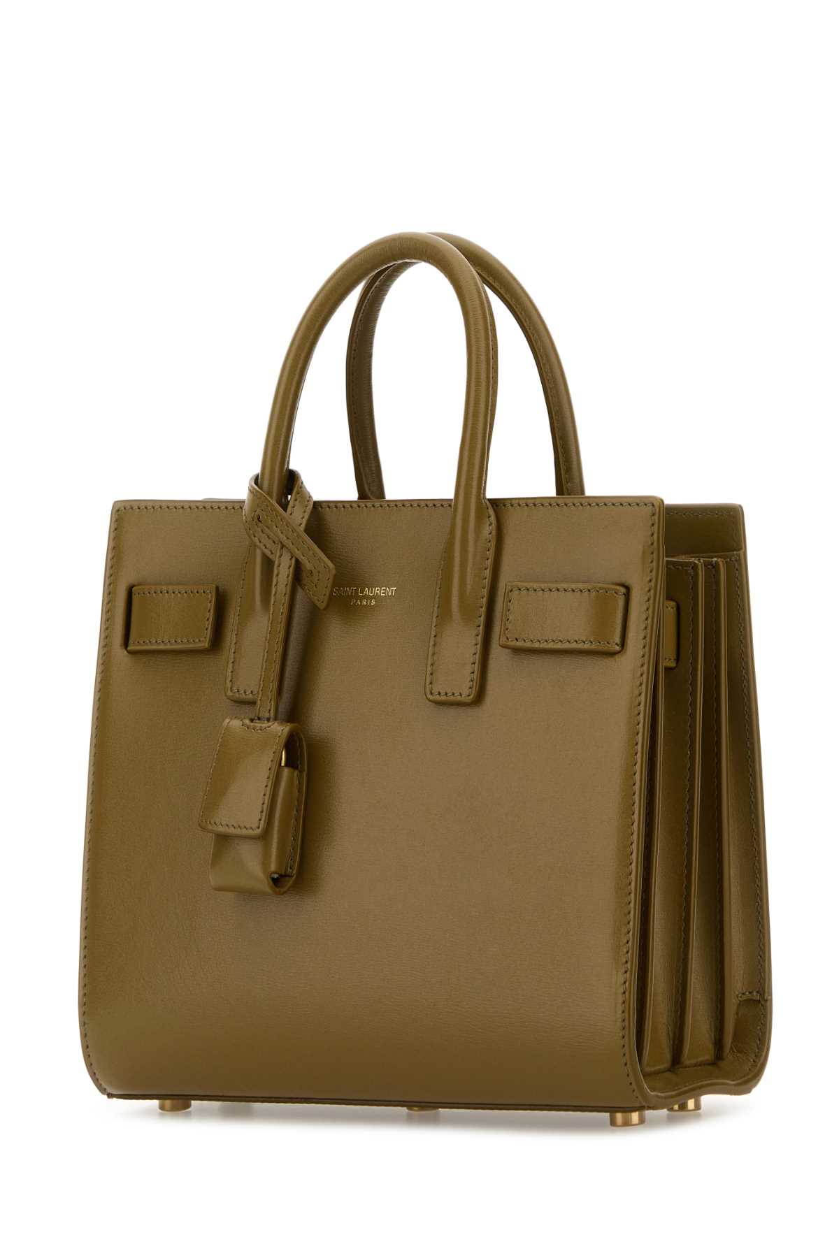 Saint Laurent Khaki Leather Nano Sac De Jour Handbag