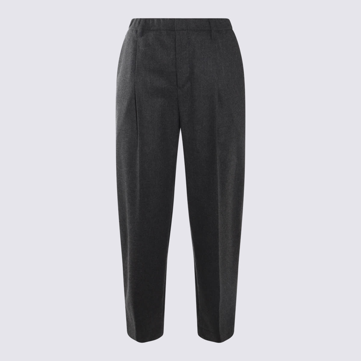 Shop Brunello Cucinelli Dark Grey Wool Pants