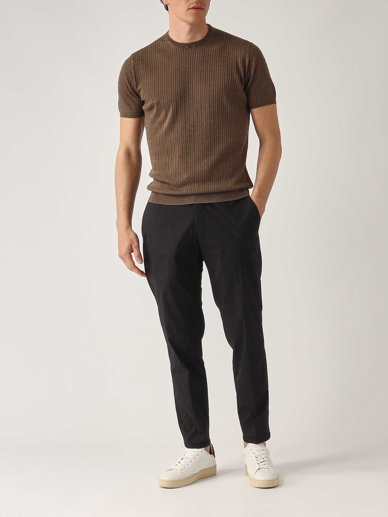 Della Ciana Girocollo M/c Trecce Sweater In Brown