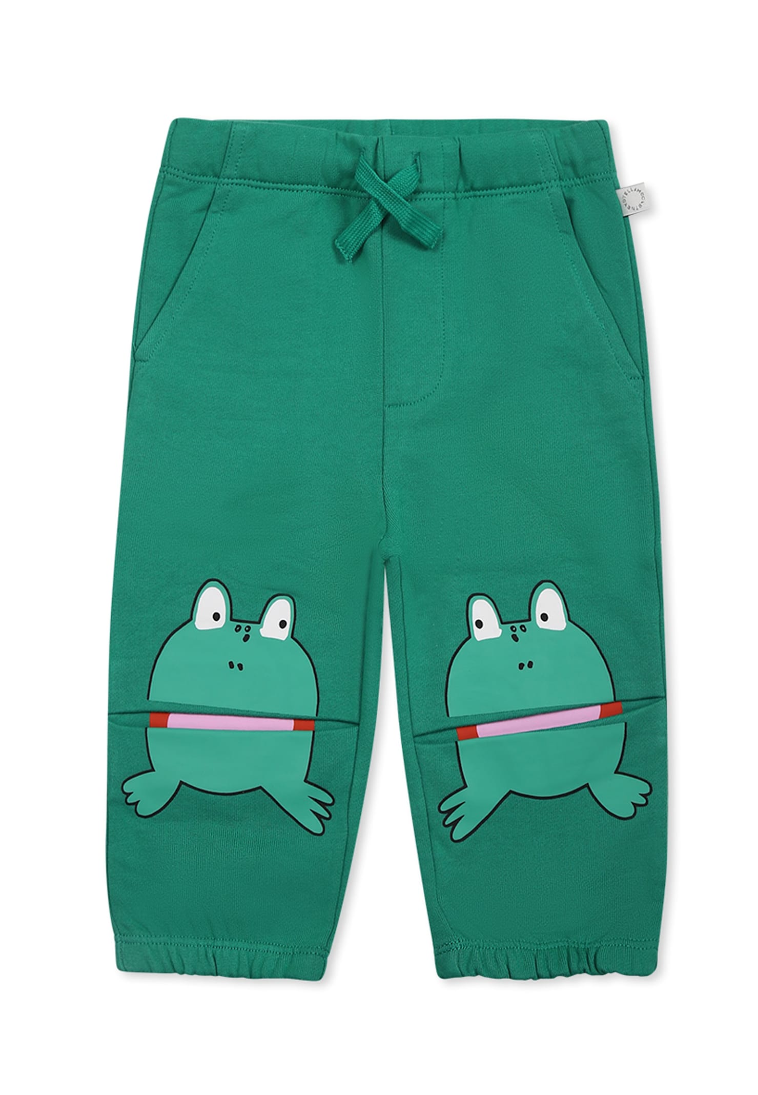 Stella Mccartney Green Trousers For Baby Boy With Frog In Green