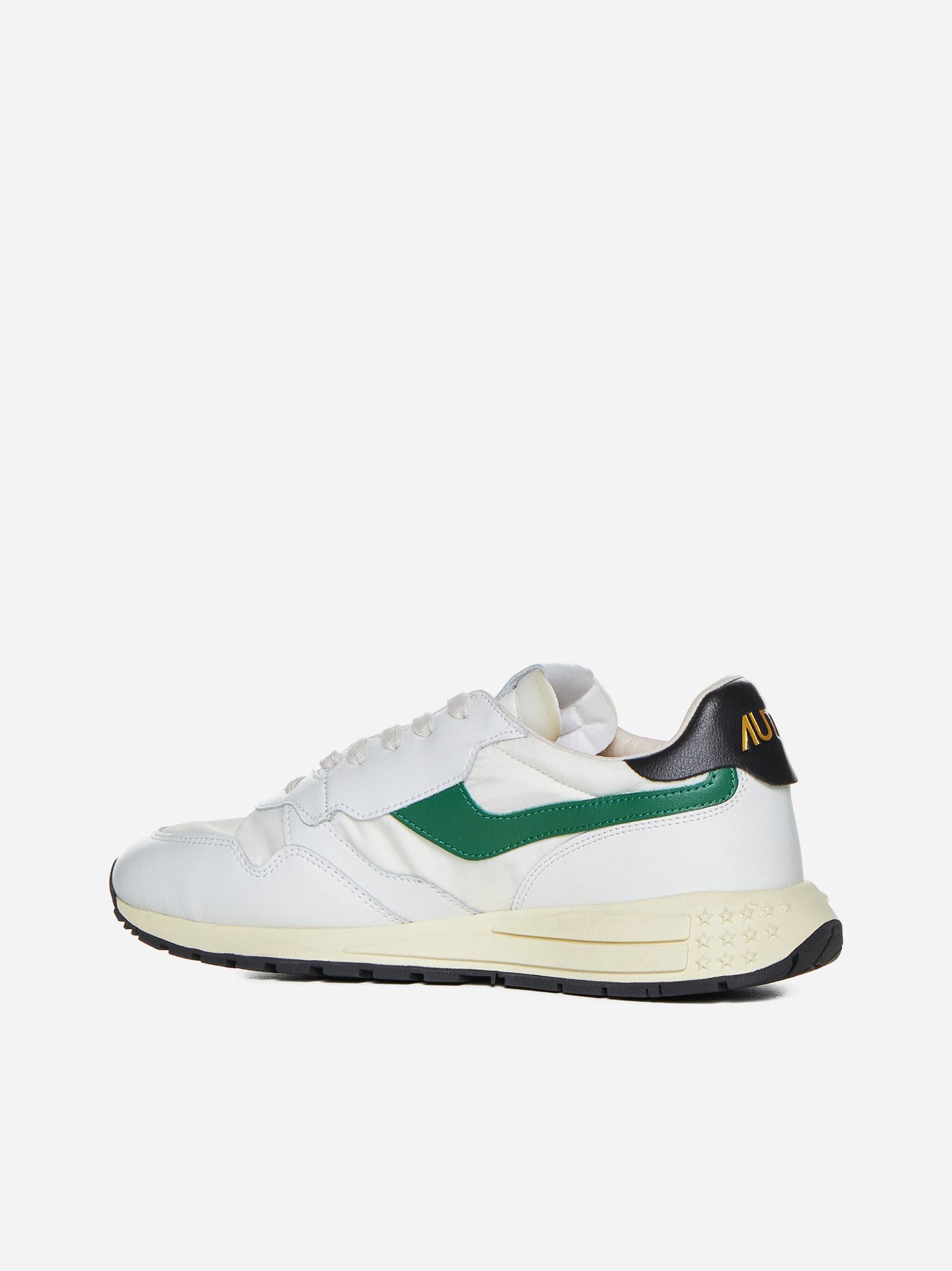 Shop Autry Reelwind Leather And Nylon Low Sneakers In White/amzn