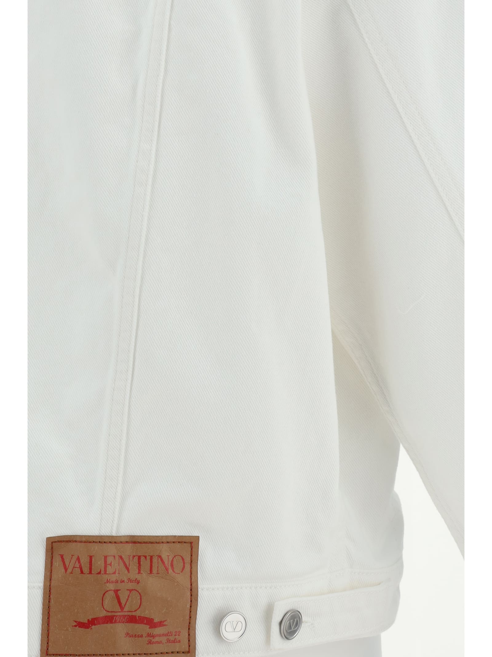 Shop Valentino Denim Jacket In White