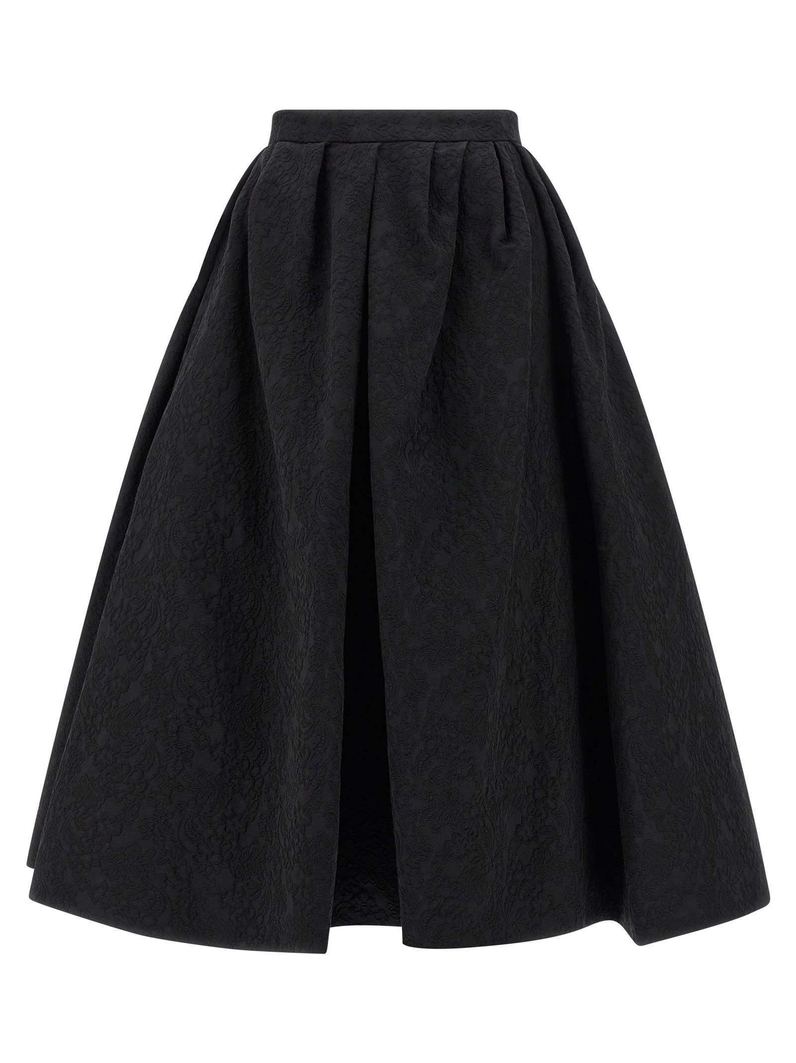Carolina Herrera High-waisted A-line Textured Pleated Skirt In Black